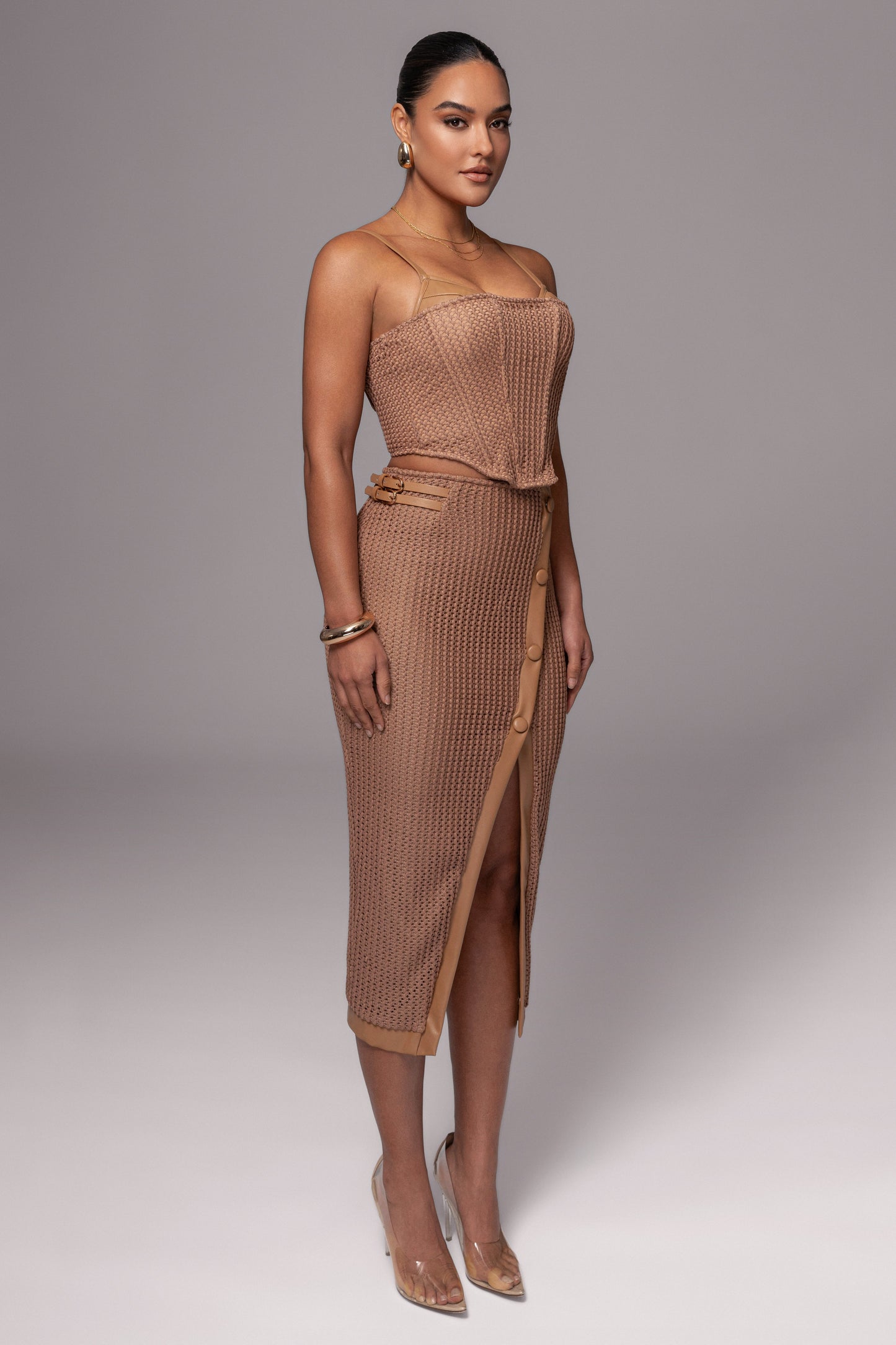 Tan Textured Harley Corset Top JLUXLABEL