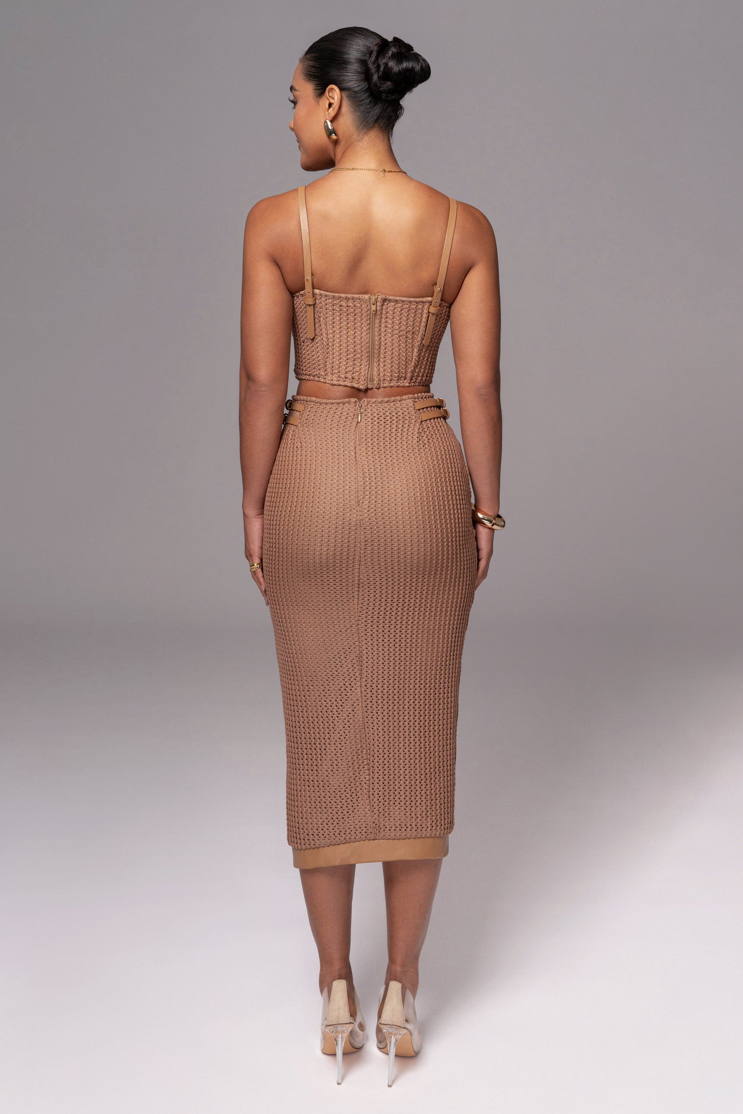 Tan Textured Harley Corset Top JLUXLABEL