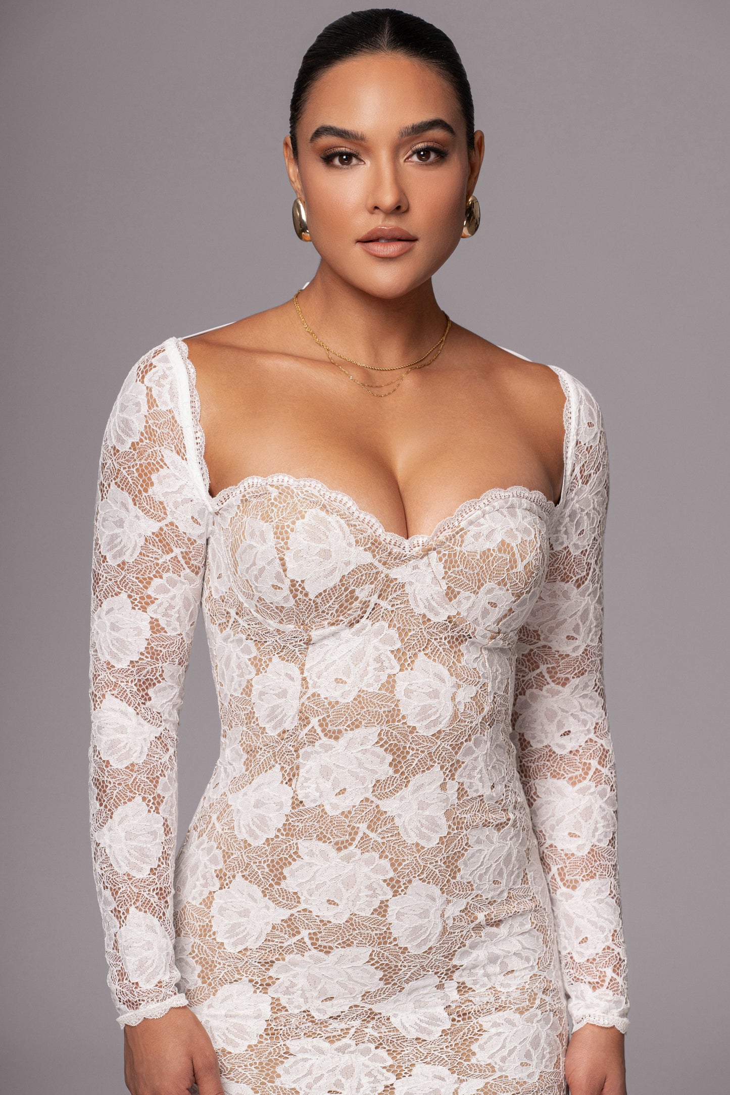 Ivory Lace Sweetheart Maxi Dress JLUXLABEL