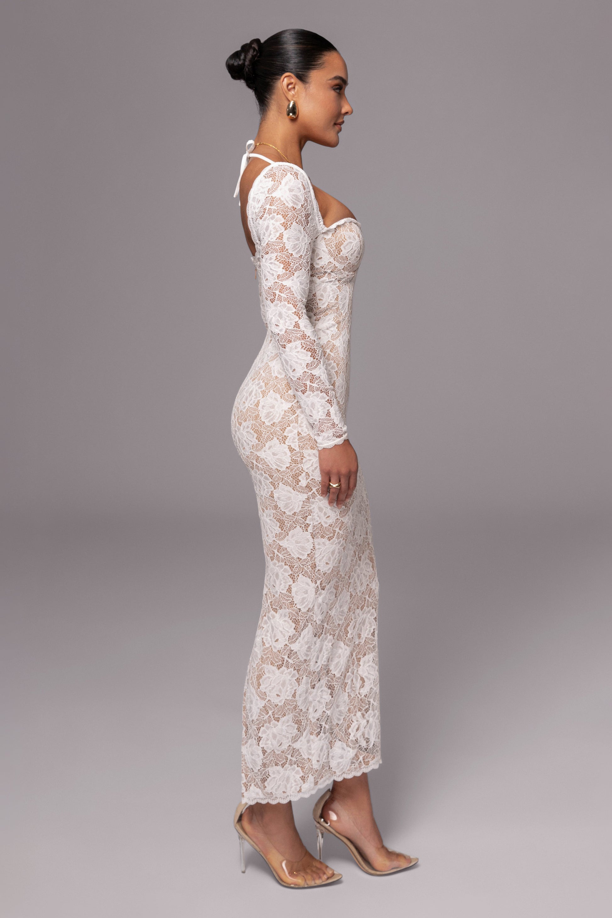 Ivory Lace Sweetheart Maxi Dress JLUXLABEL