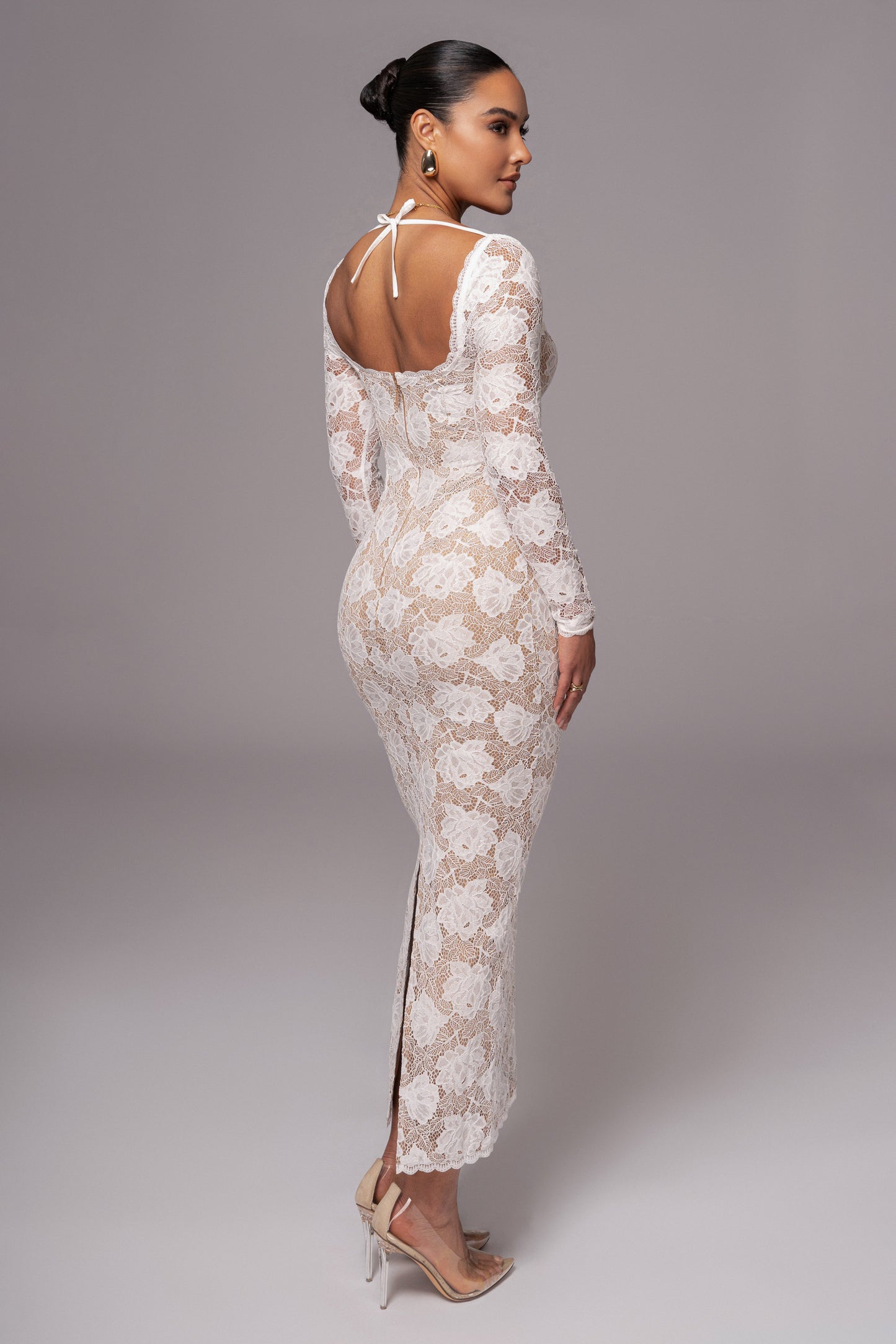 Ivory Lace Sweetheart Maxi Dress JLUXLABEL