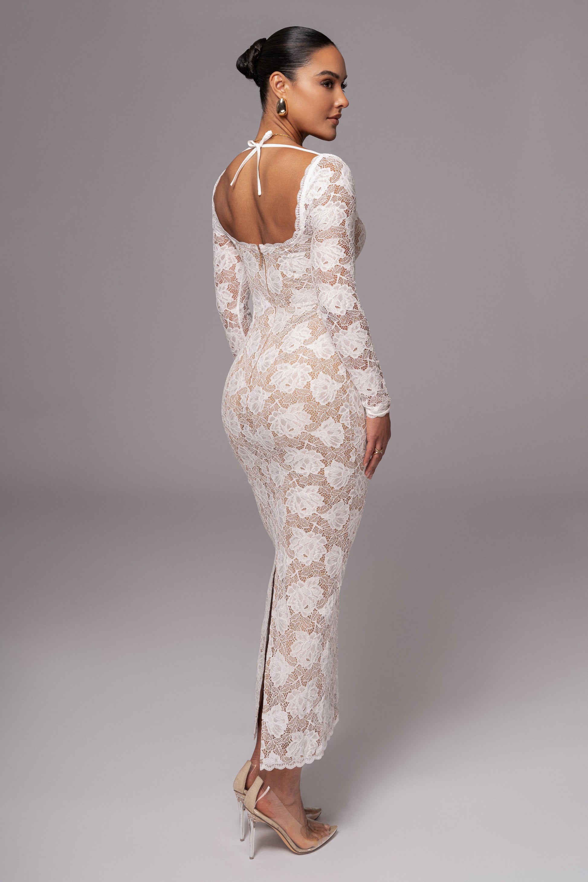 Ivory Lace Sweetheart Maxi Dress JLUXLABEL