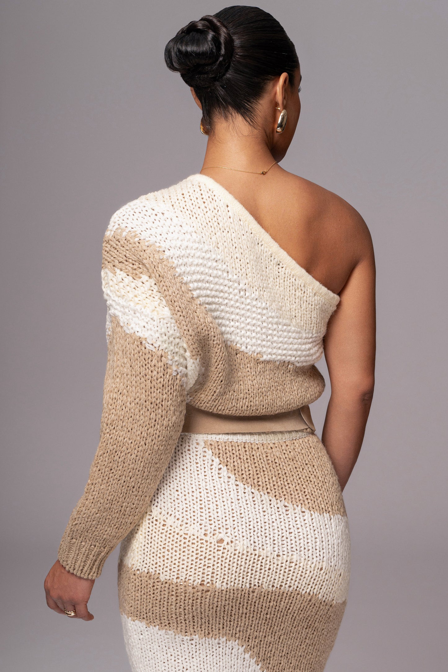 Ivory/Beige Hazel Sweater Knit Top JLUXLABEL