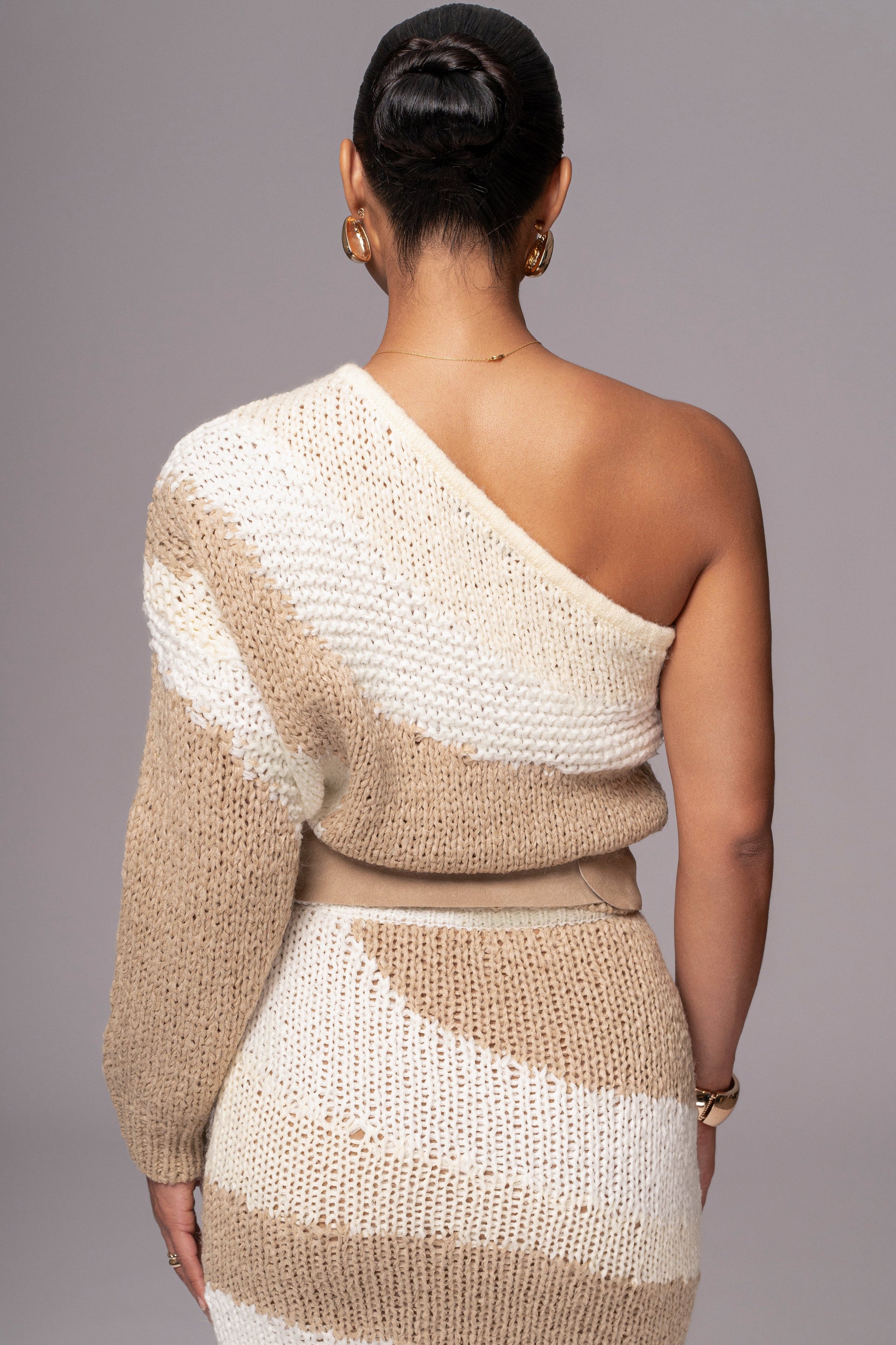 Ivory/Beige Hazel Sweater Knit Top JLUXLABEL