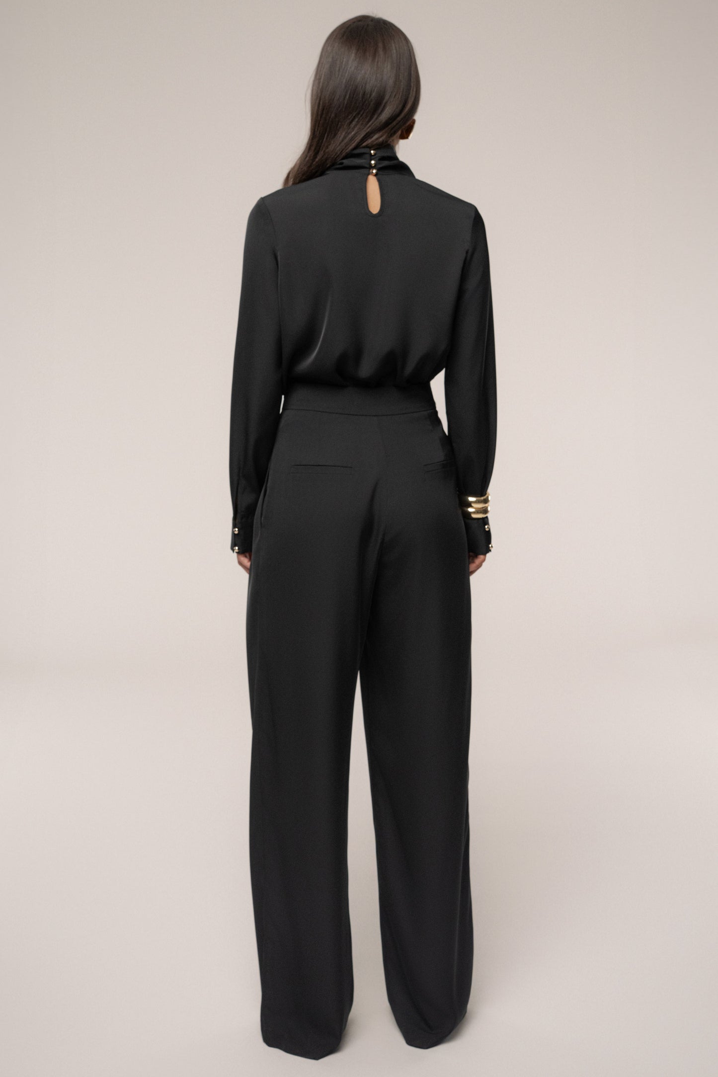 Black Alexa Satin Blouse JLUXLABEL