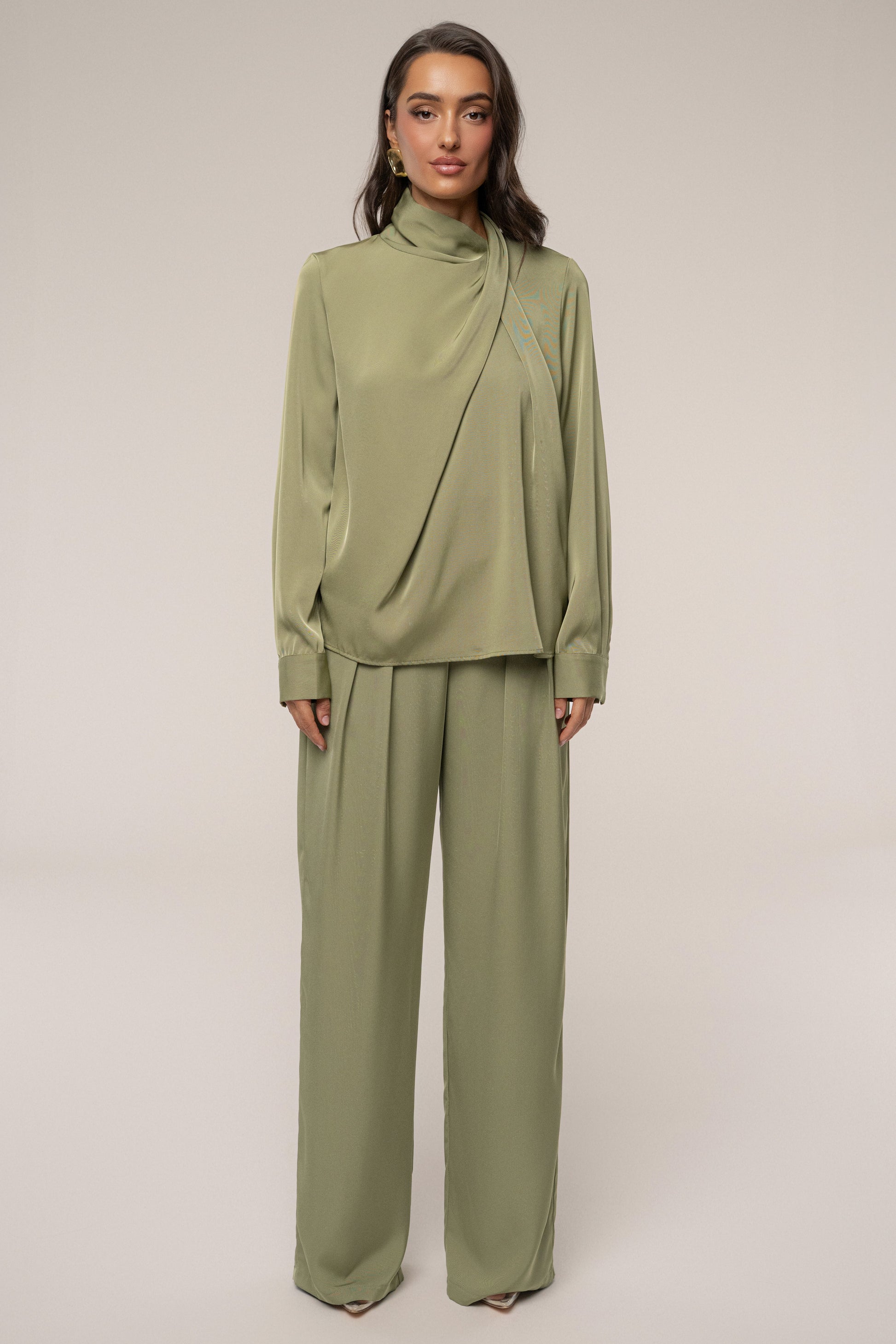 Olive Alexa Satin Blouse JLUXLABEL