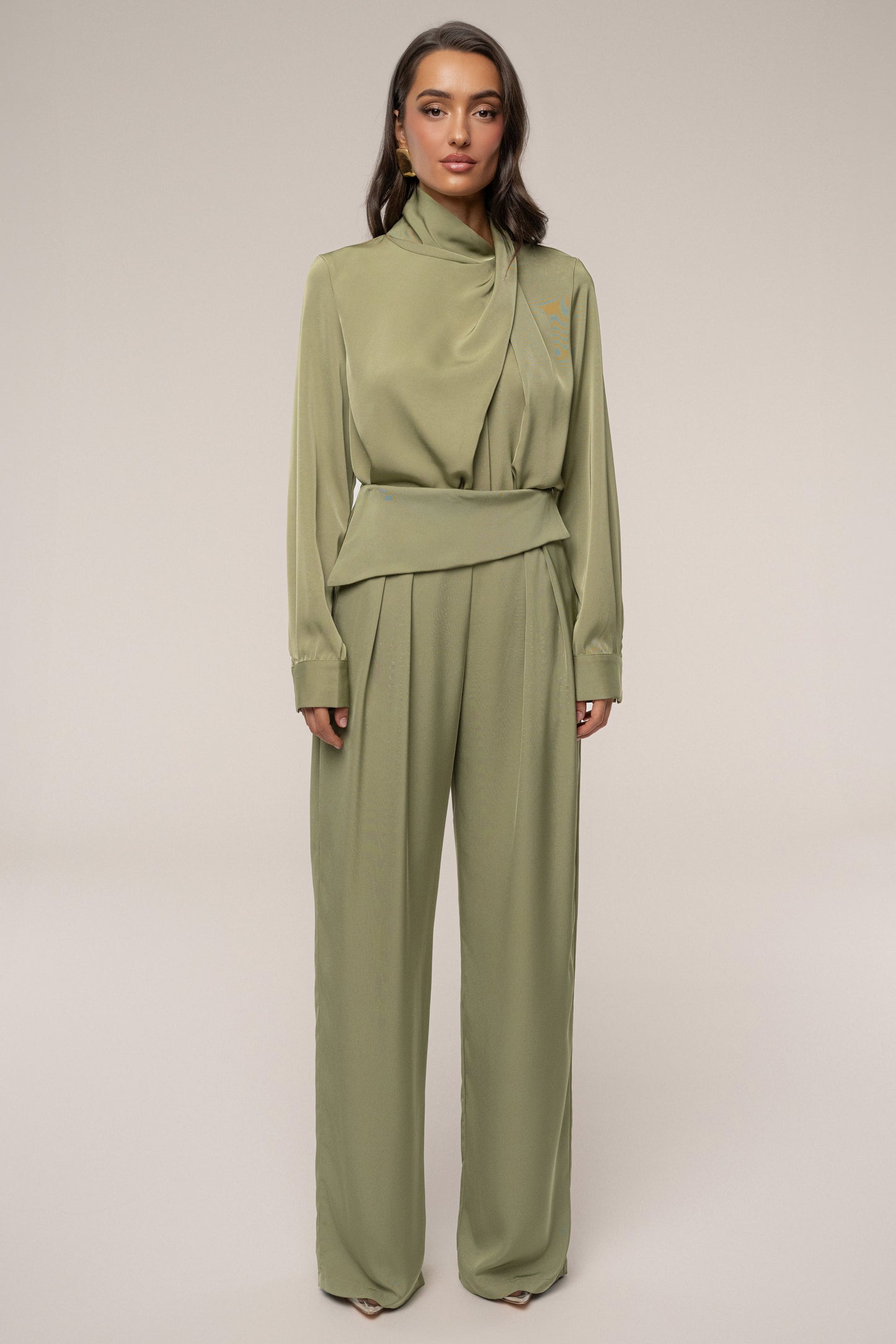Olive Alexa Satin Blouse JLUXLABEL