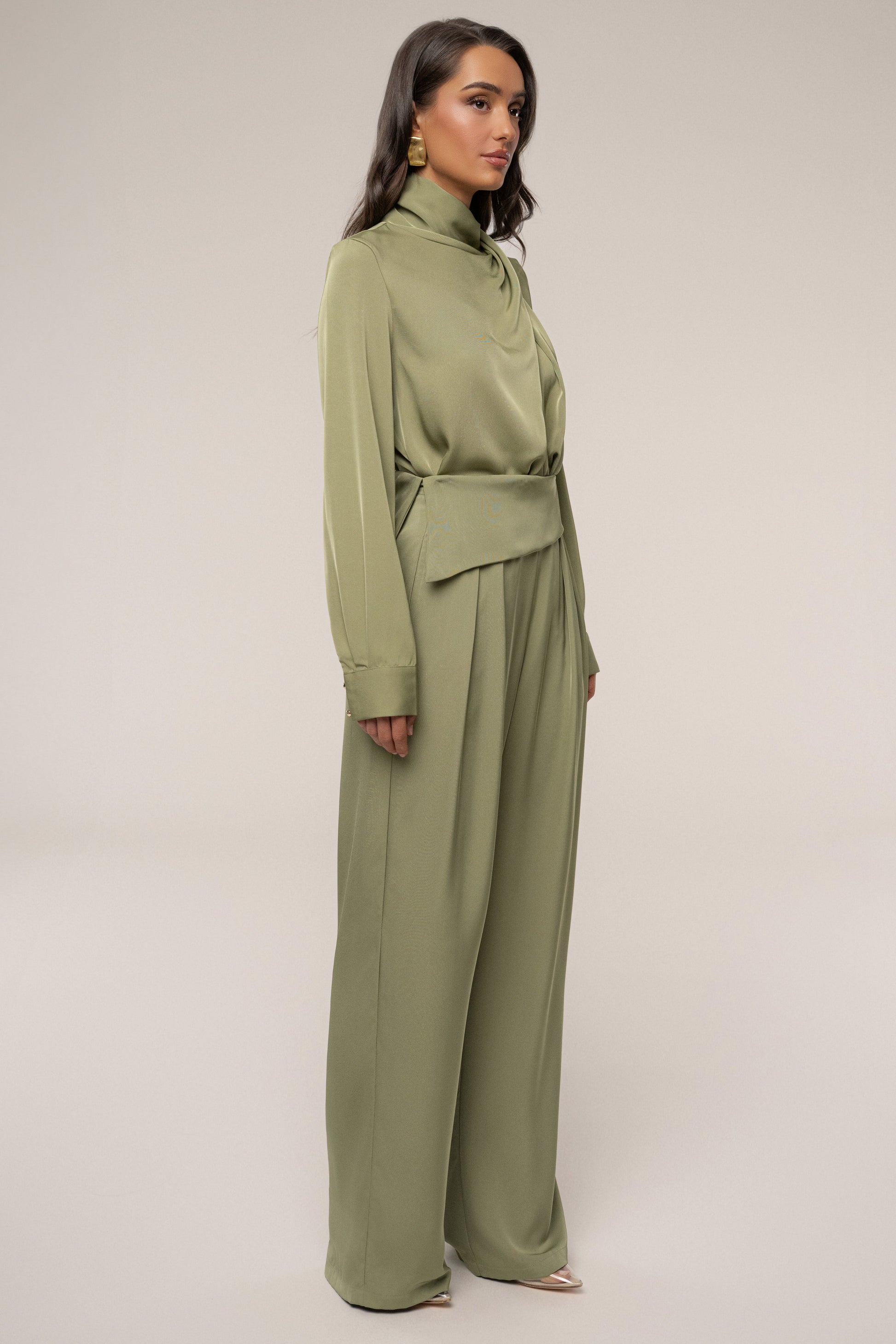 Olive Alexa Satin Blouse JLUXLABEL