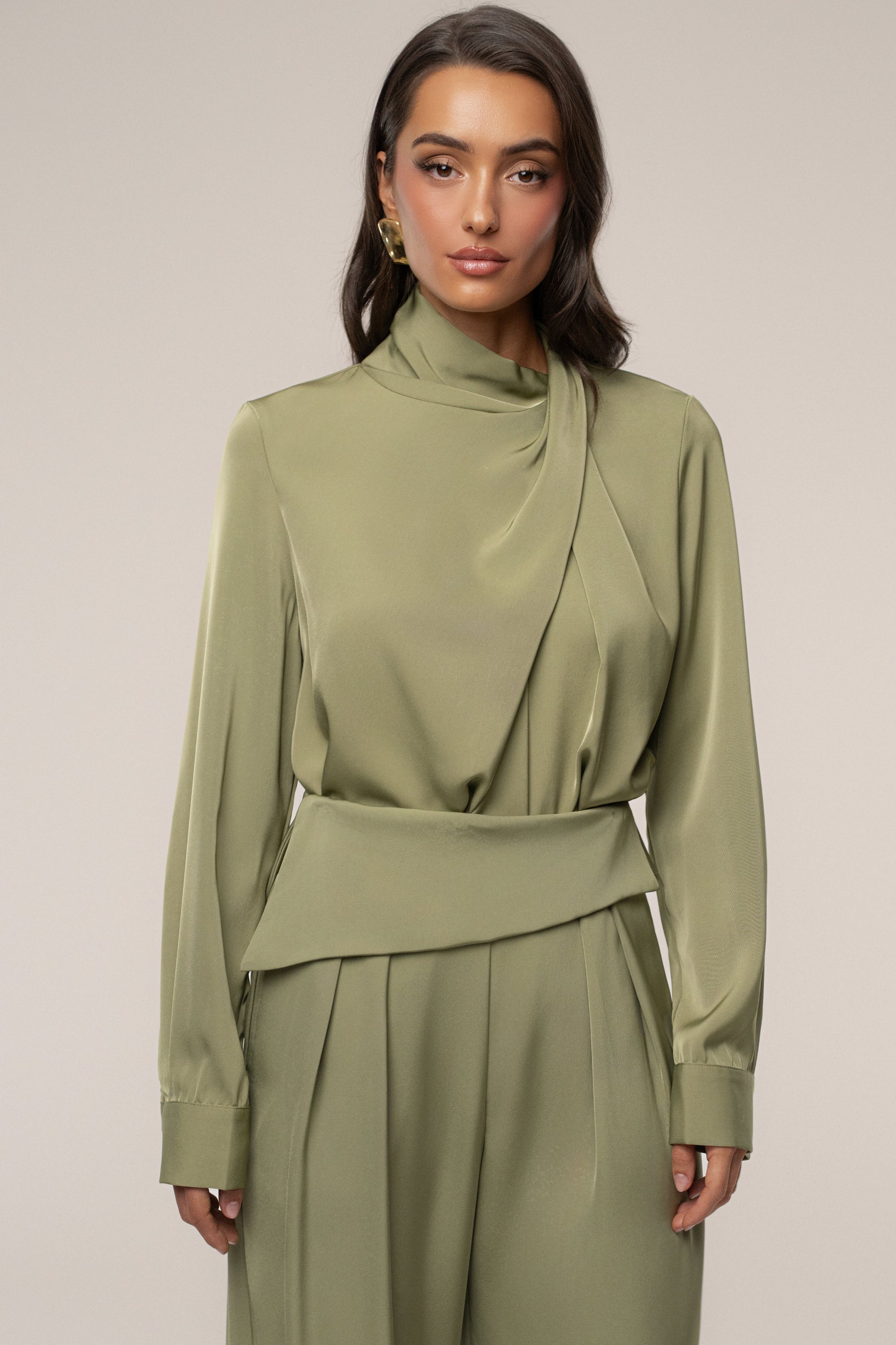 Olive Alexa Satin Blouse JLUXLABEL