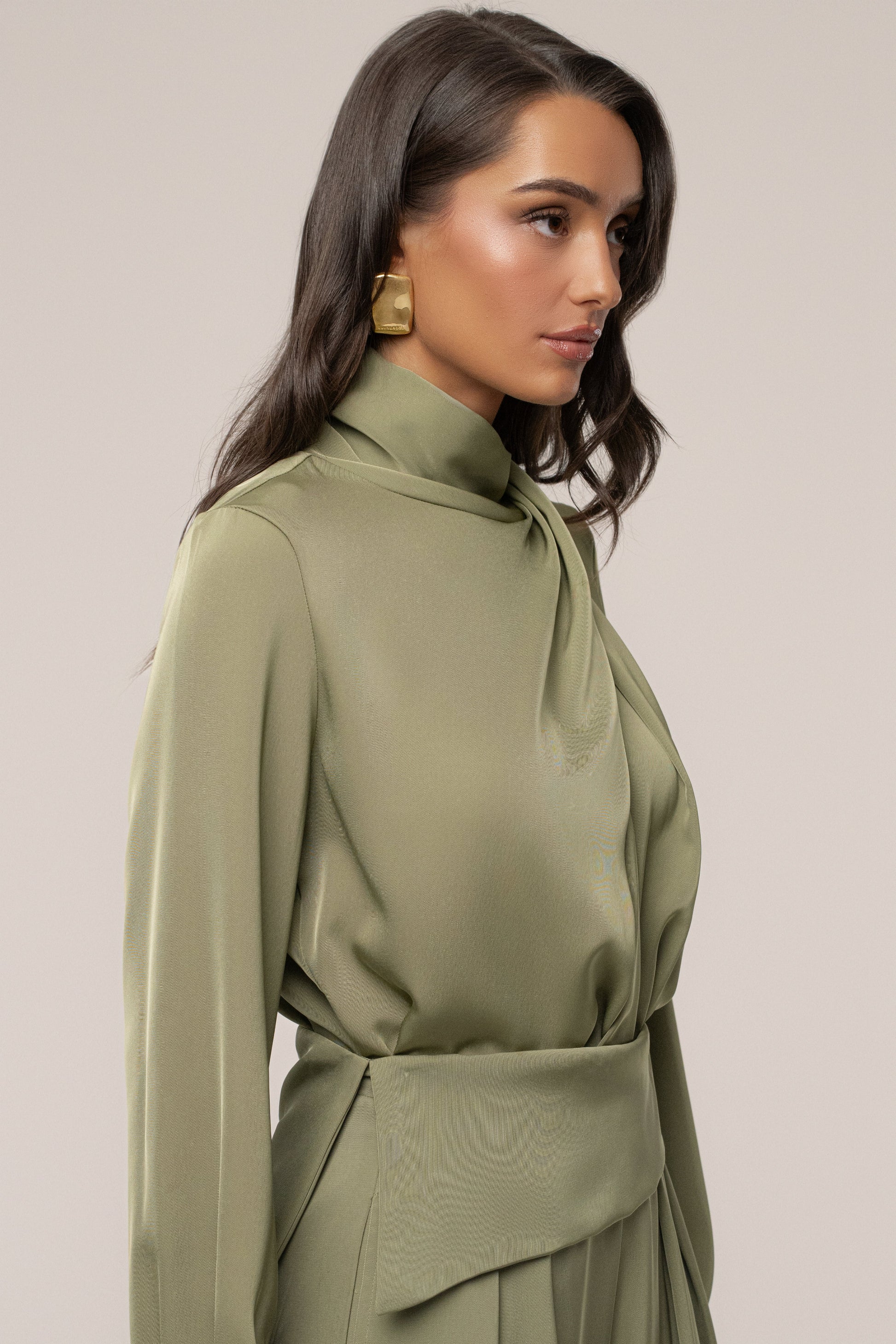 Olive Alexa Satin Blouse JLUXLABEL
