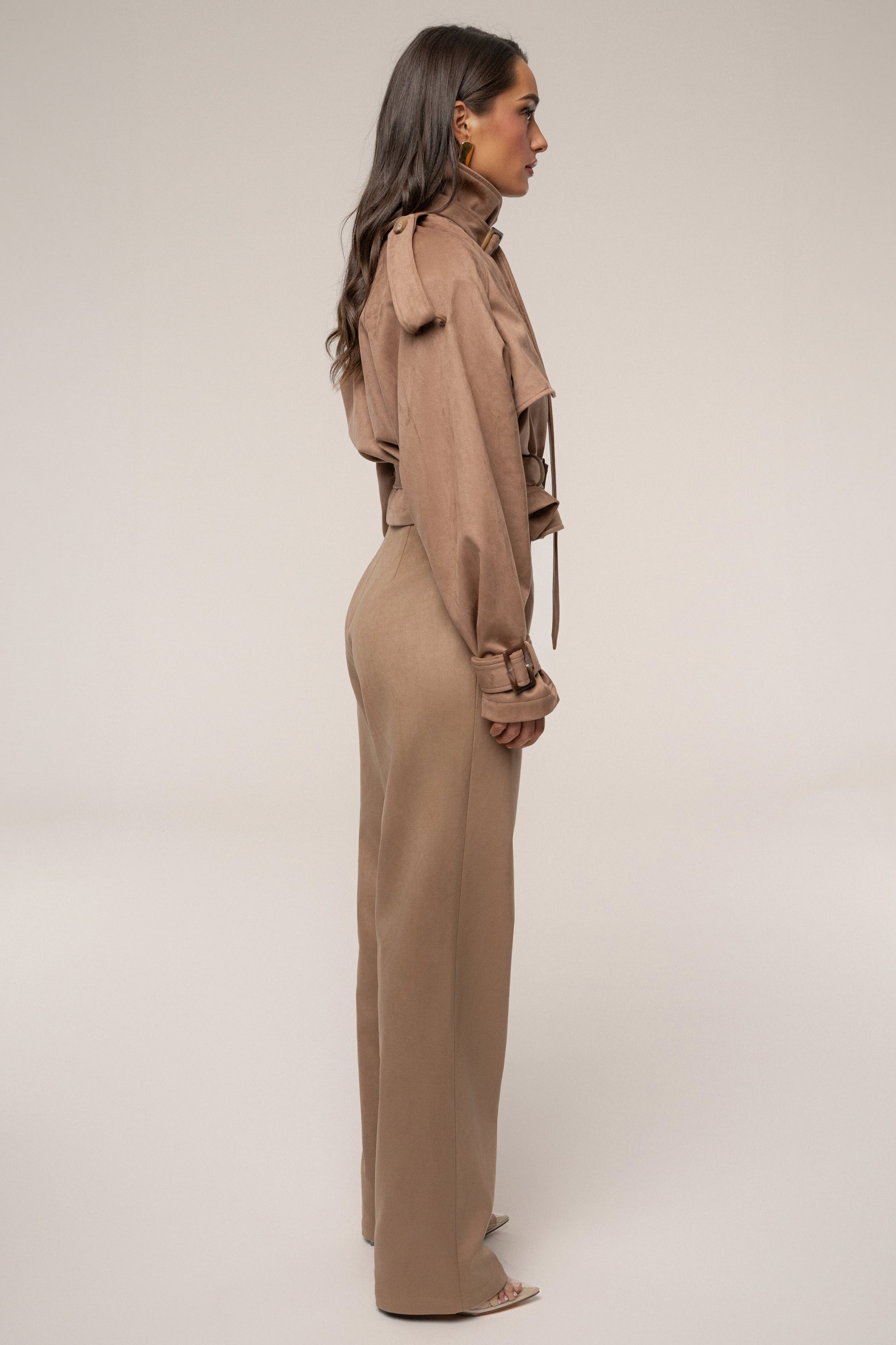Beige Heidi Belted Suede Pant JLUXLABEL