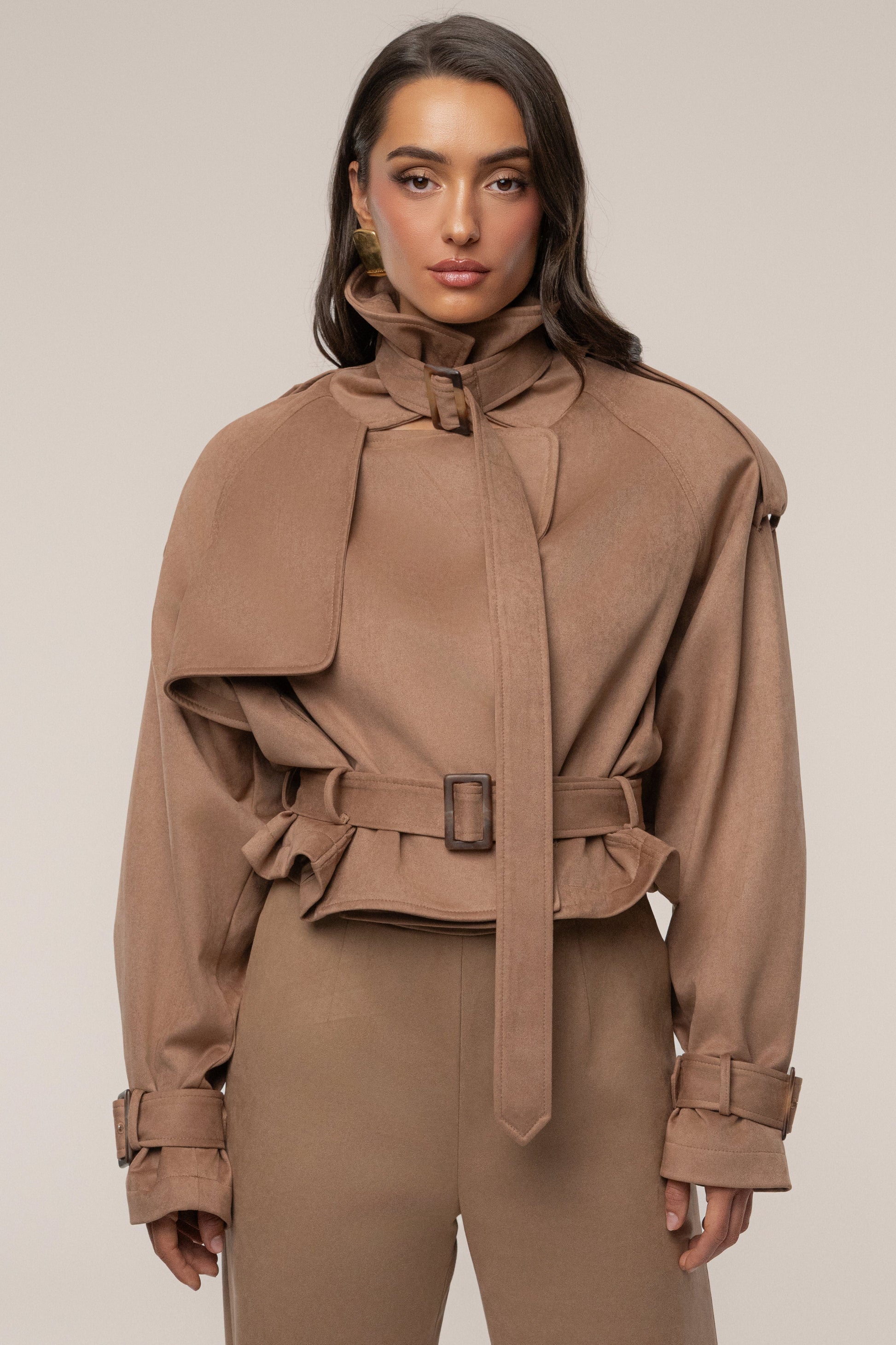 Tan Latte Cropped Jacket JLUXLABEL