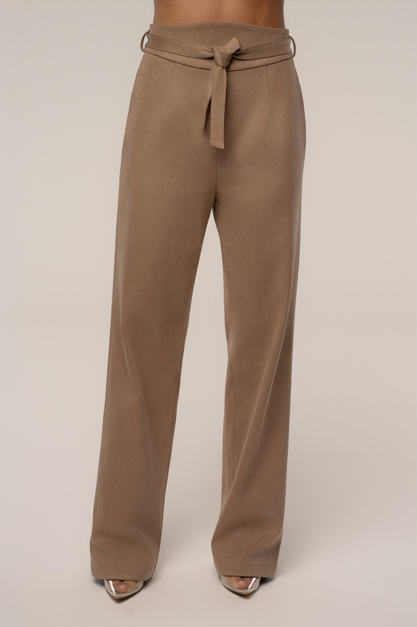 Beige Heidi Belted Suede Pant JLUXLABEL