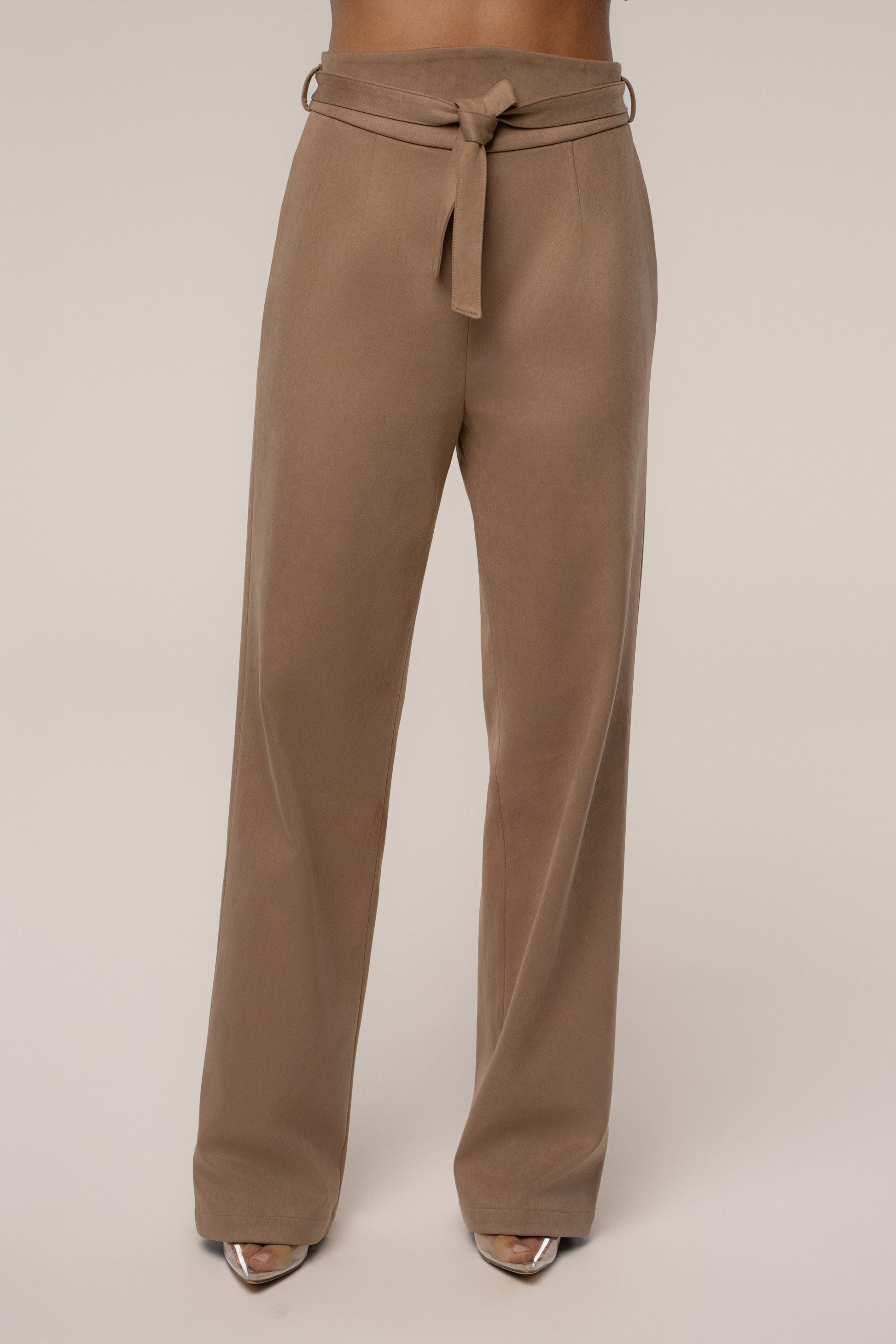 Beige Heidi Belted Suede Pant JLUXLABEL
