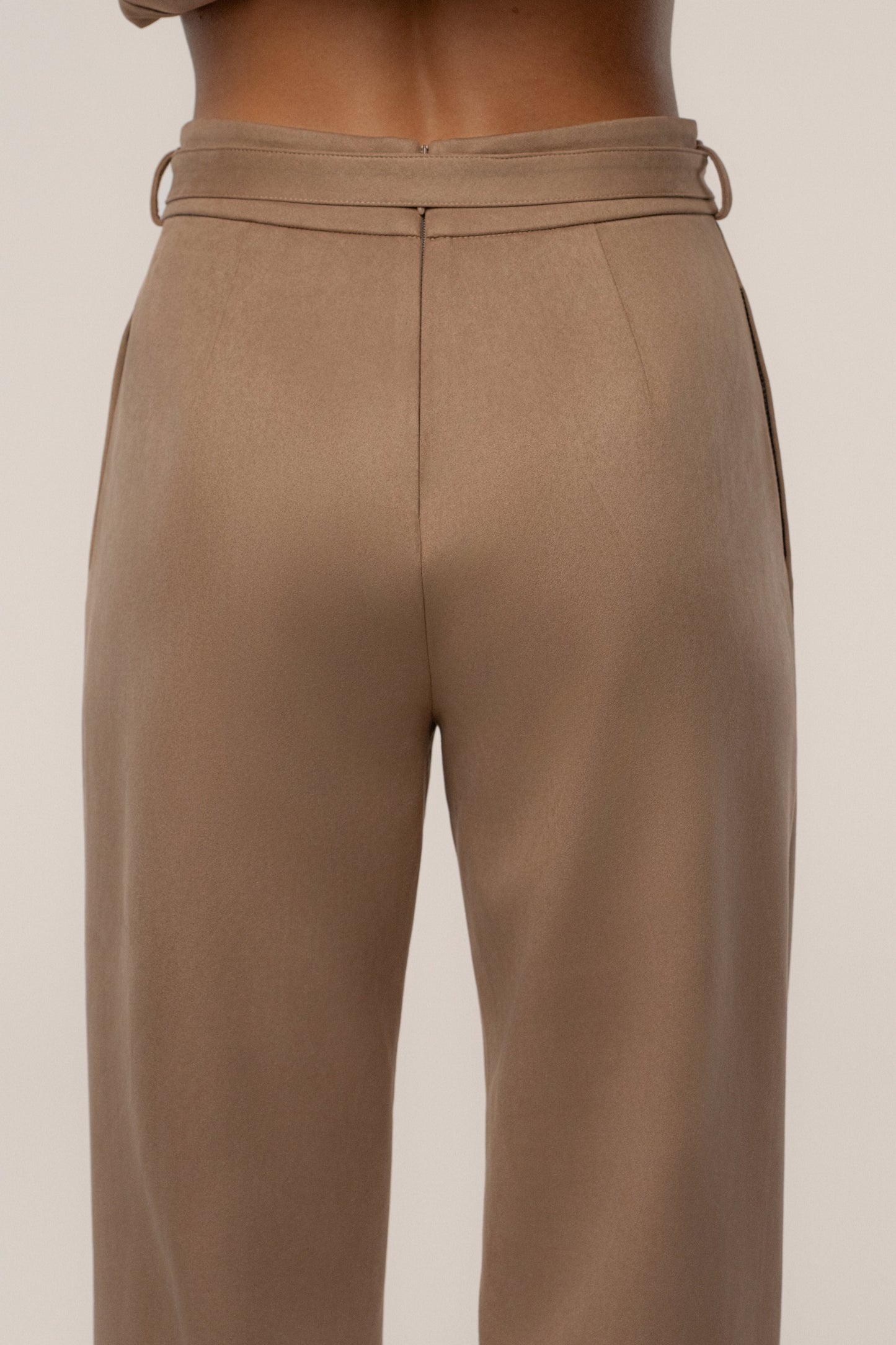 Beige Heidi Belted Suede Pant JLUXLABEL
