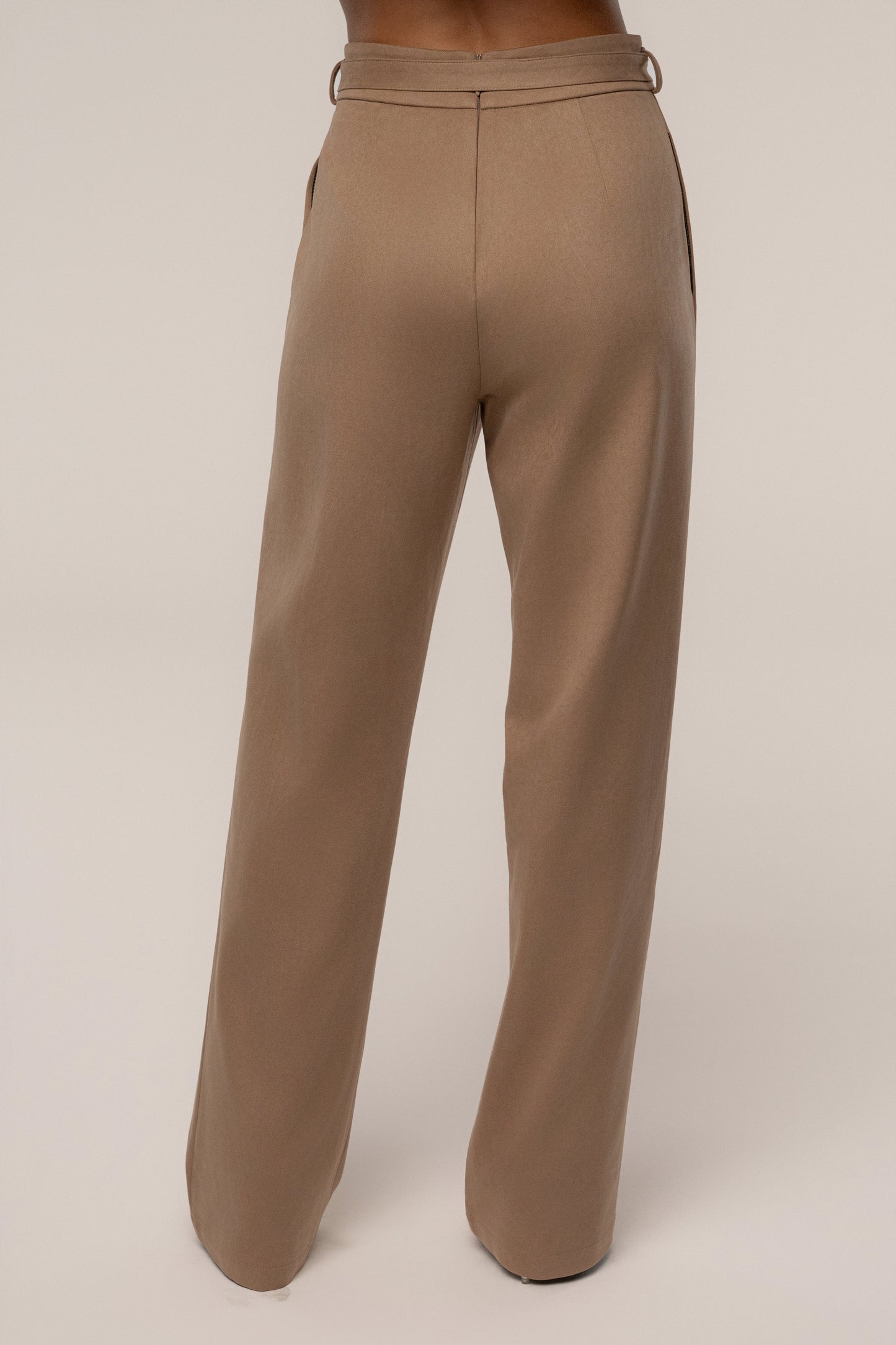 Beige Heidi Belted Suede Pant JLUXLABEL
