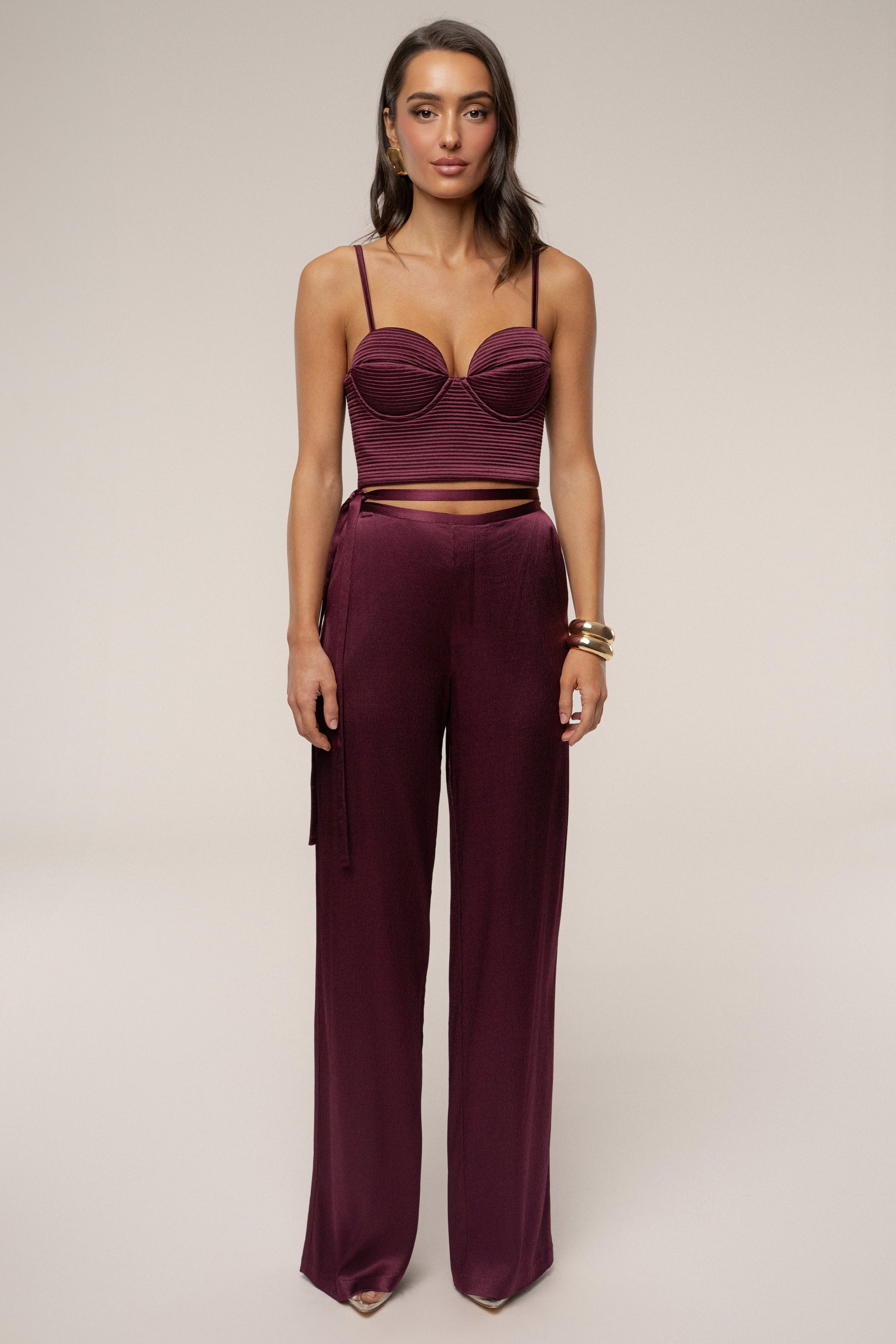 Burgundy Thalia Textured Bustier JLUXLABEL