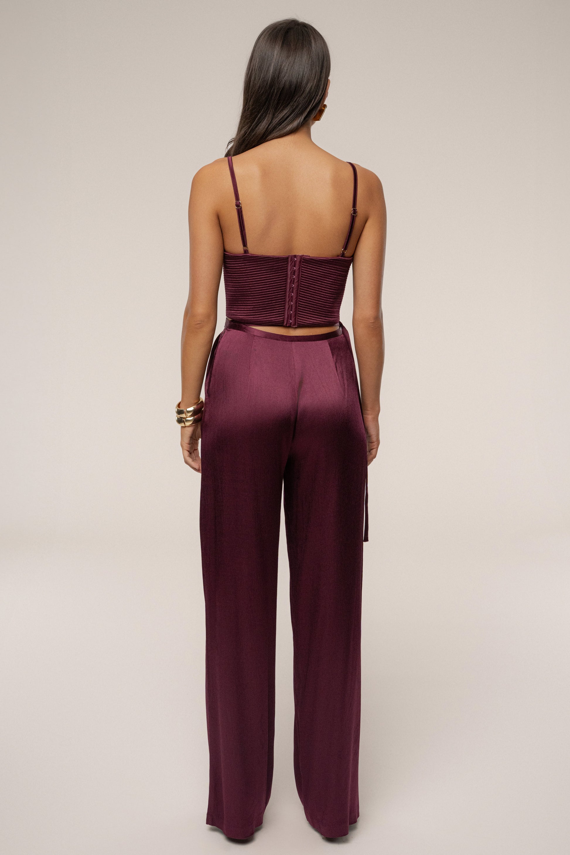 Burgundy Deserae Satin Pants JLUXLABEL