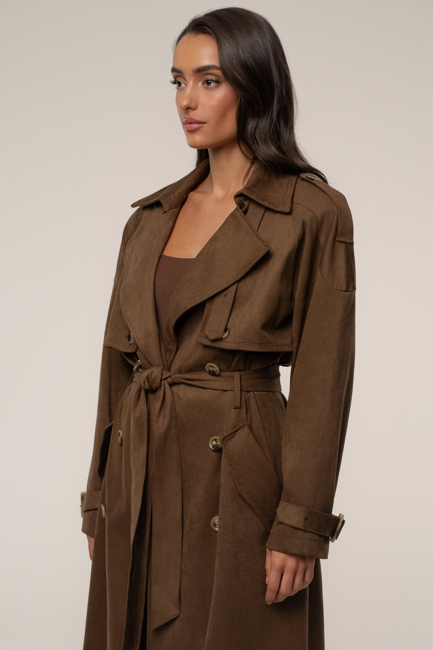 Chocolate Elite Suede Coat JLUXLABEL