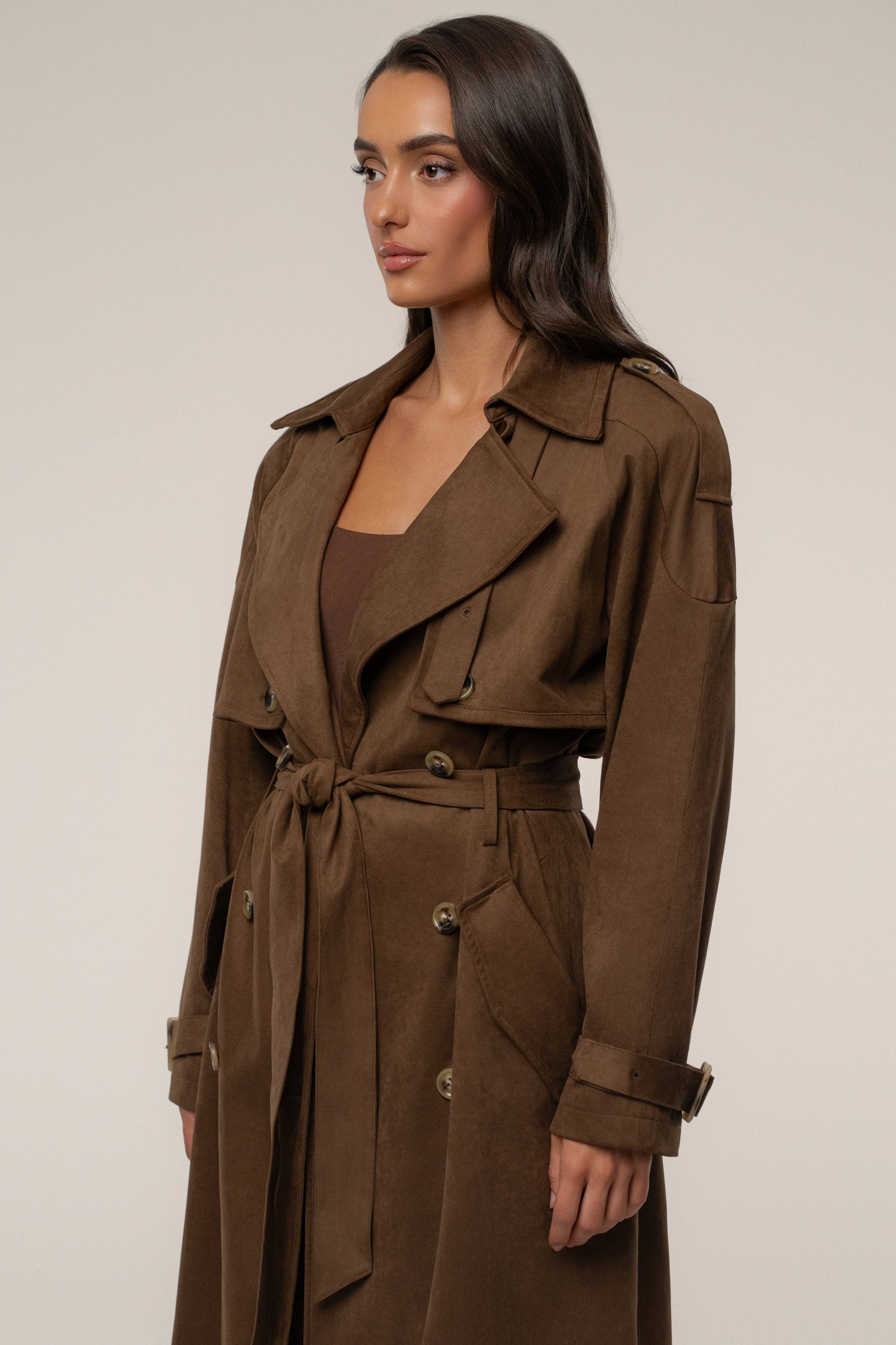 Chocolate Elite Suede Coat JLUXLABEL