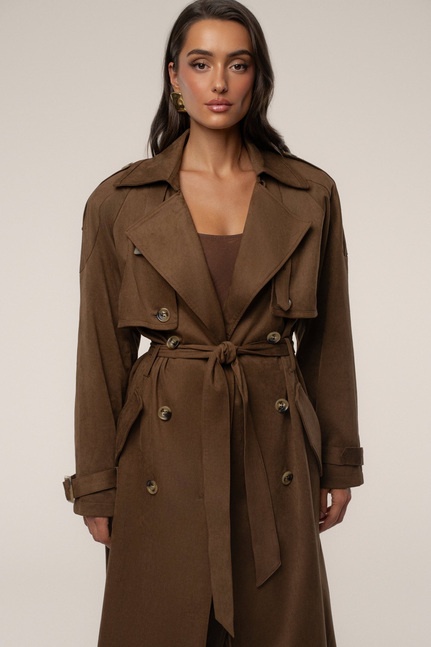 Chocolate Elite Suede Coat JLUXLABEL