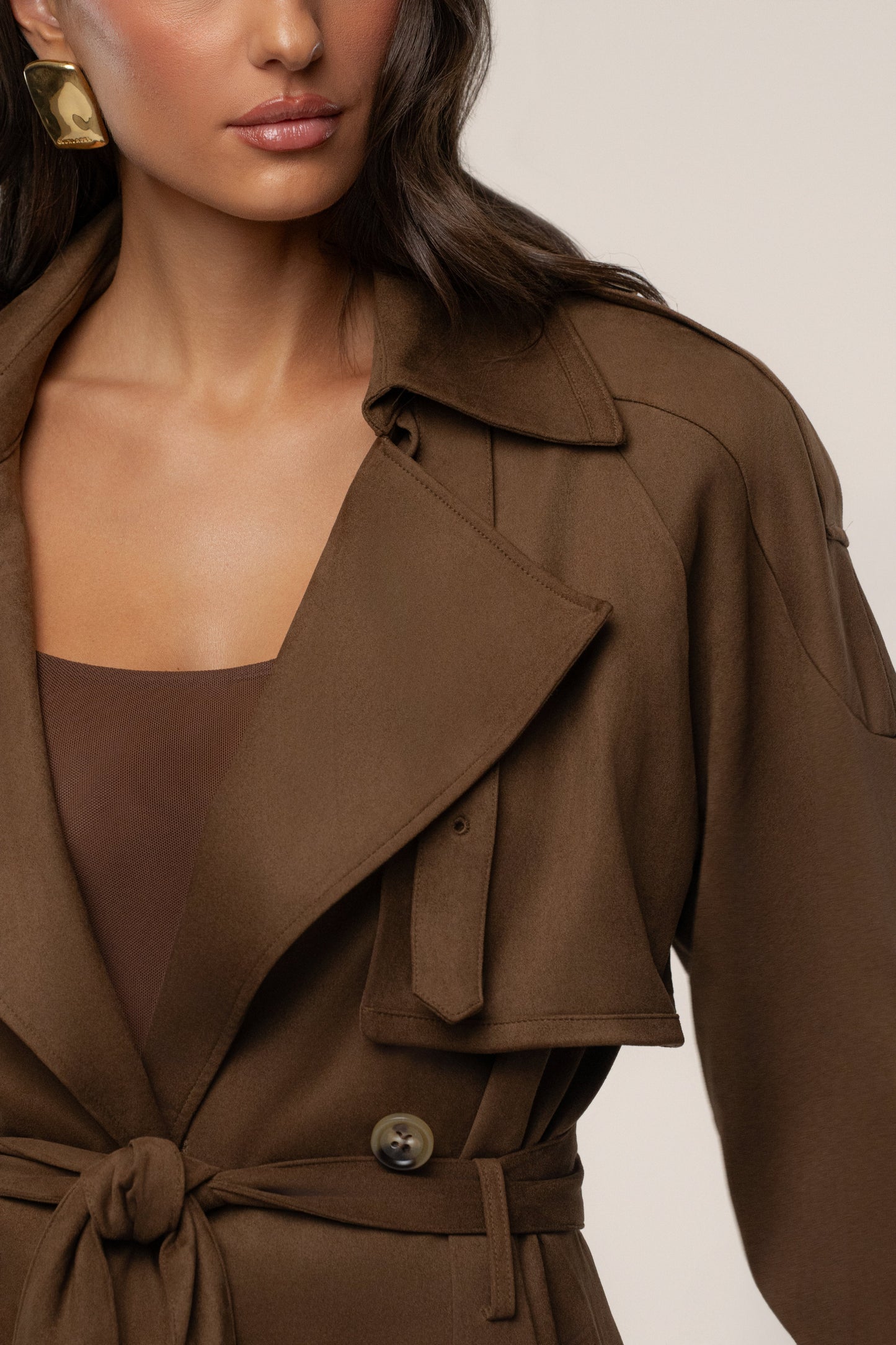 Chocolate Elite Suede Coat JLUXLABEL