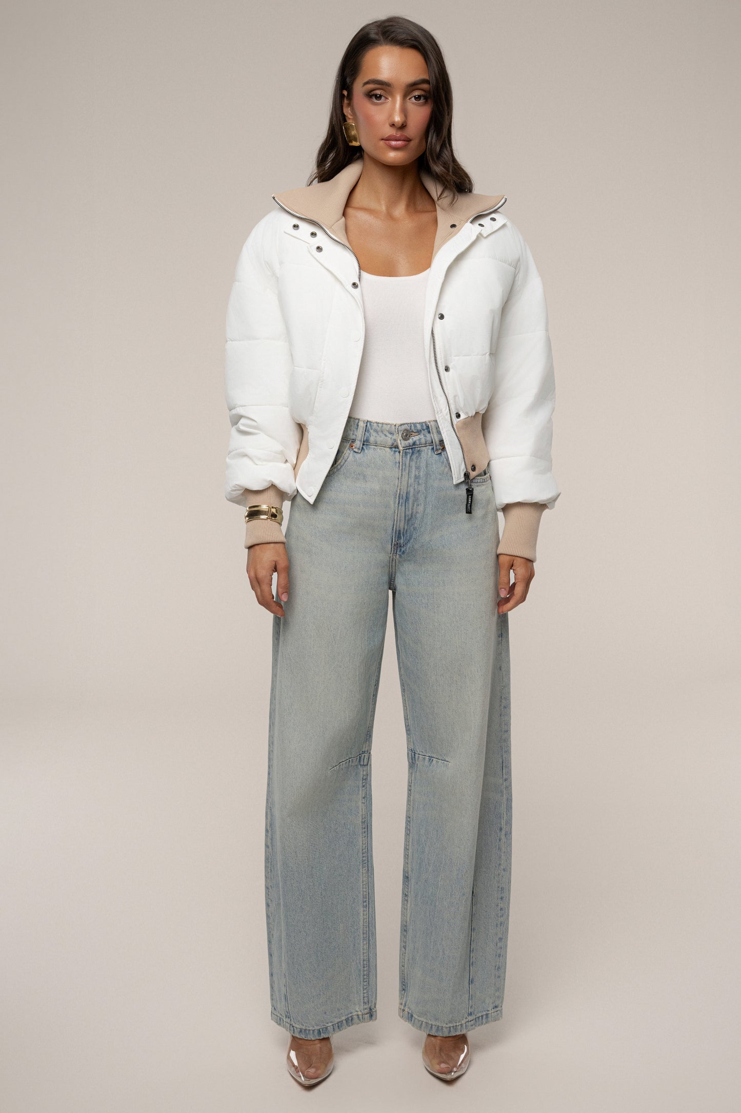 White Stassie Ribbed Jacket JLUXLABEL