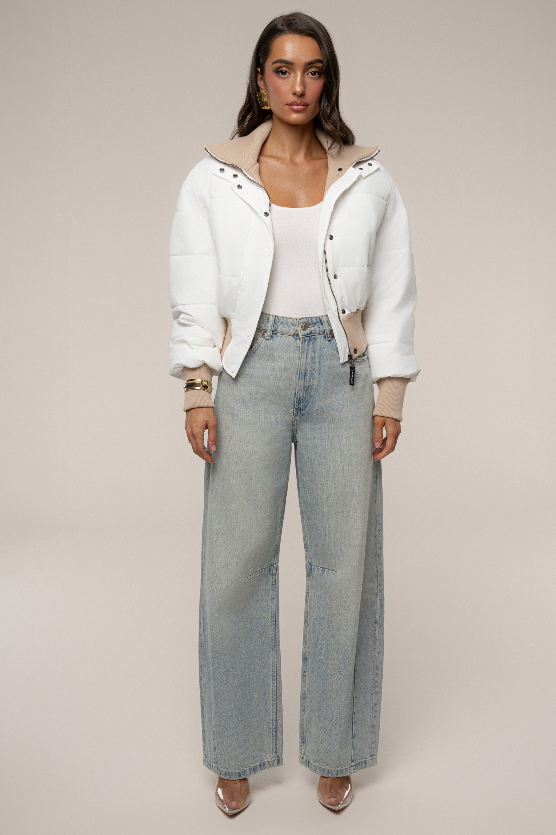 White Stassie Ribbed Jacket JLUXLABEL