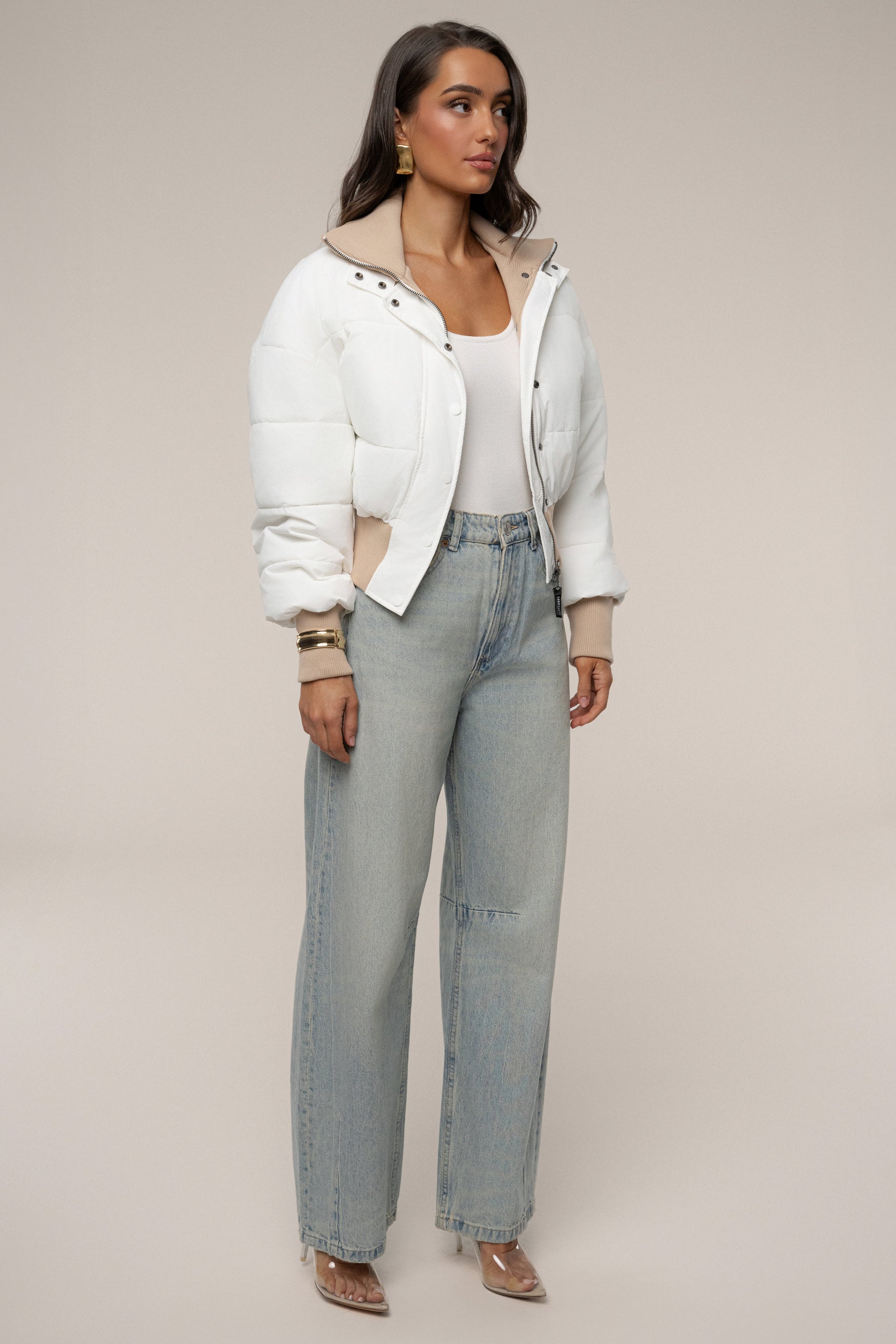 White Stassie Ribbed Jacket JLUXLABEL