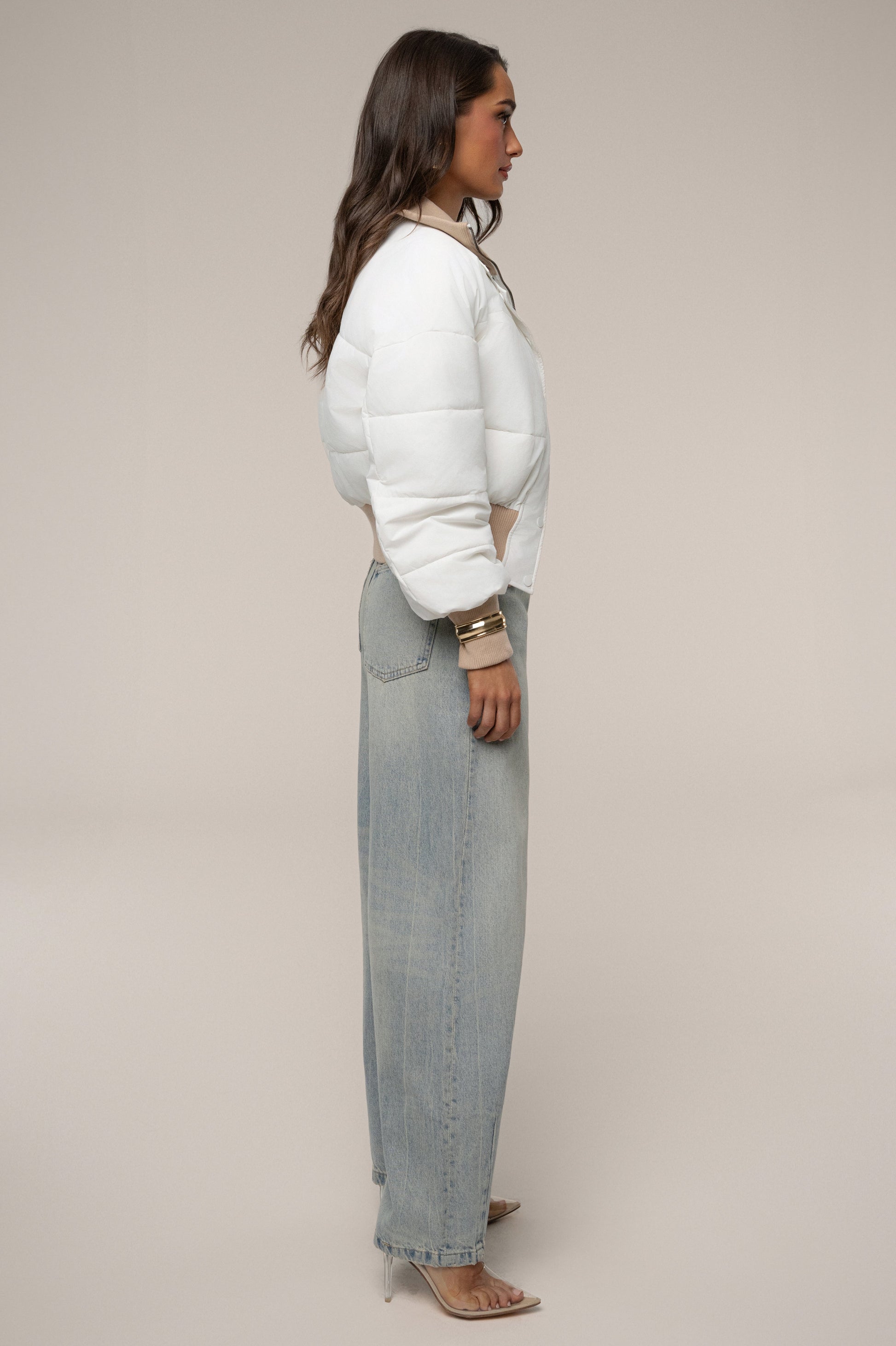 White Stassie Ribbed Jacket JLUXLABEL