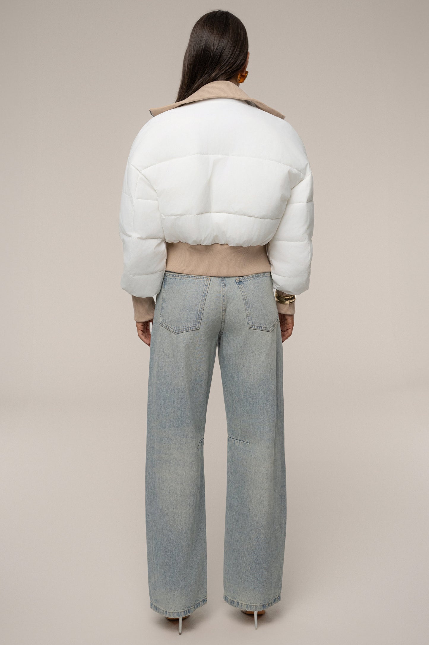White Stassie Ribbed Jacket JLUXLABEL