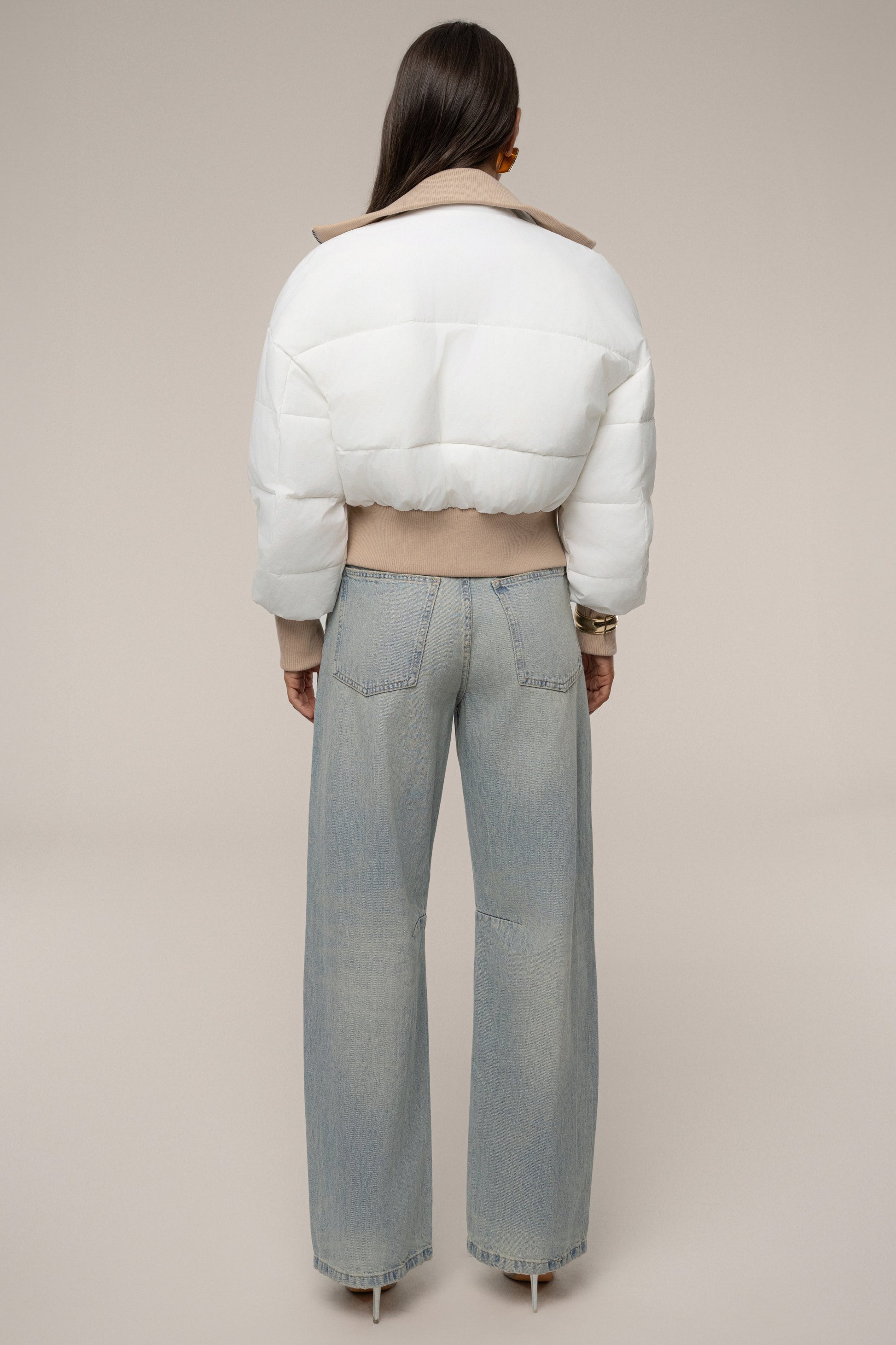 White Stassie Ribbed Jacket JLUXLABEL