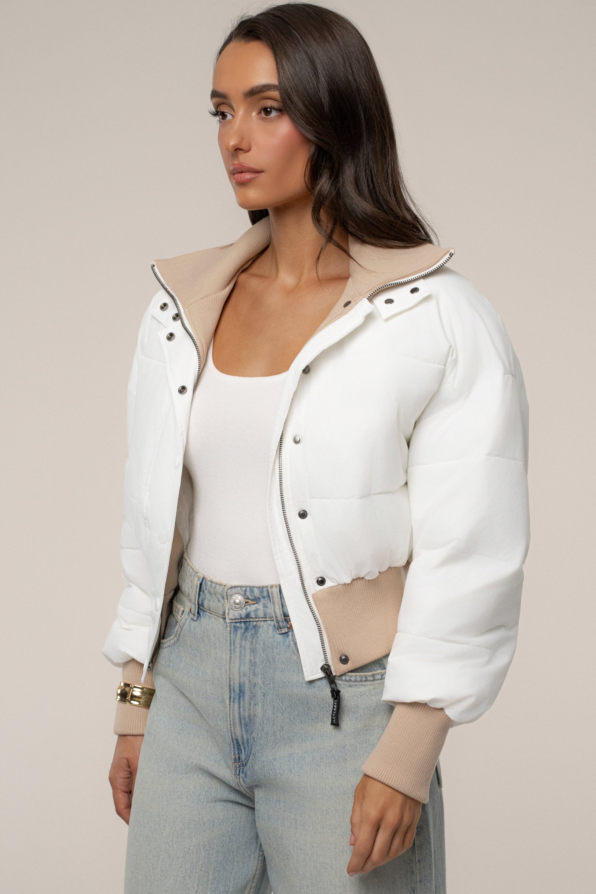 White Stassie Ribbed Jacket JLUXLABEL