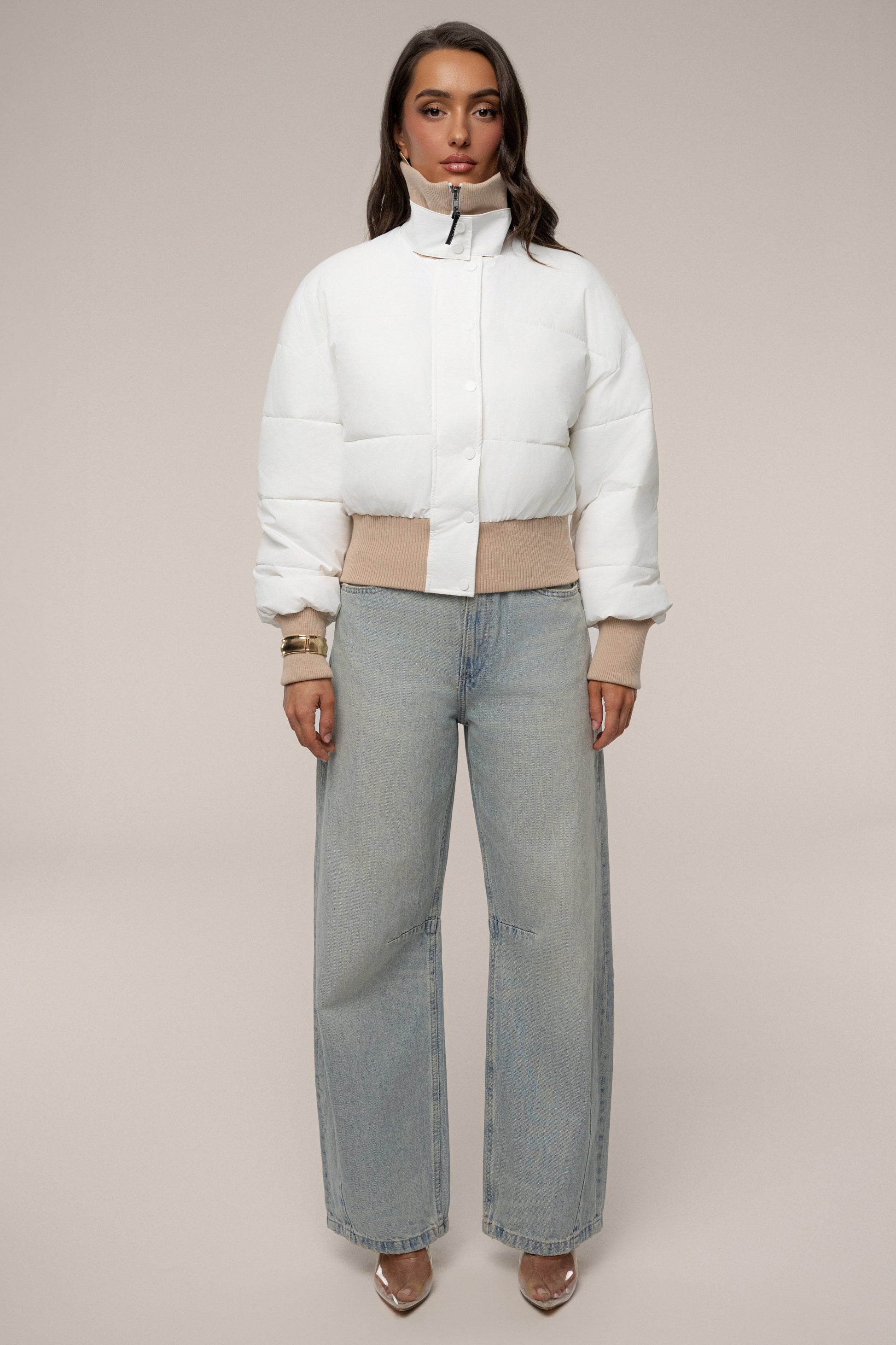 White Stassie Ribbed Jacket JLUXLABEL