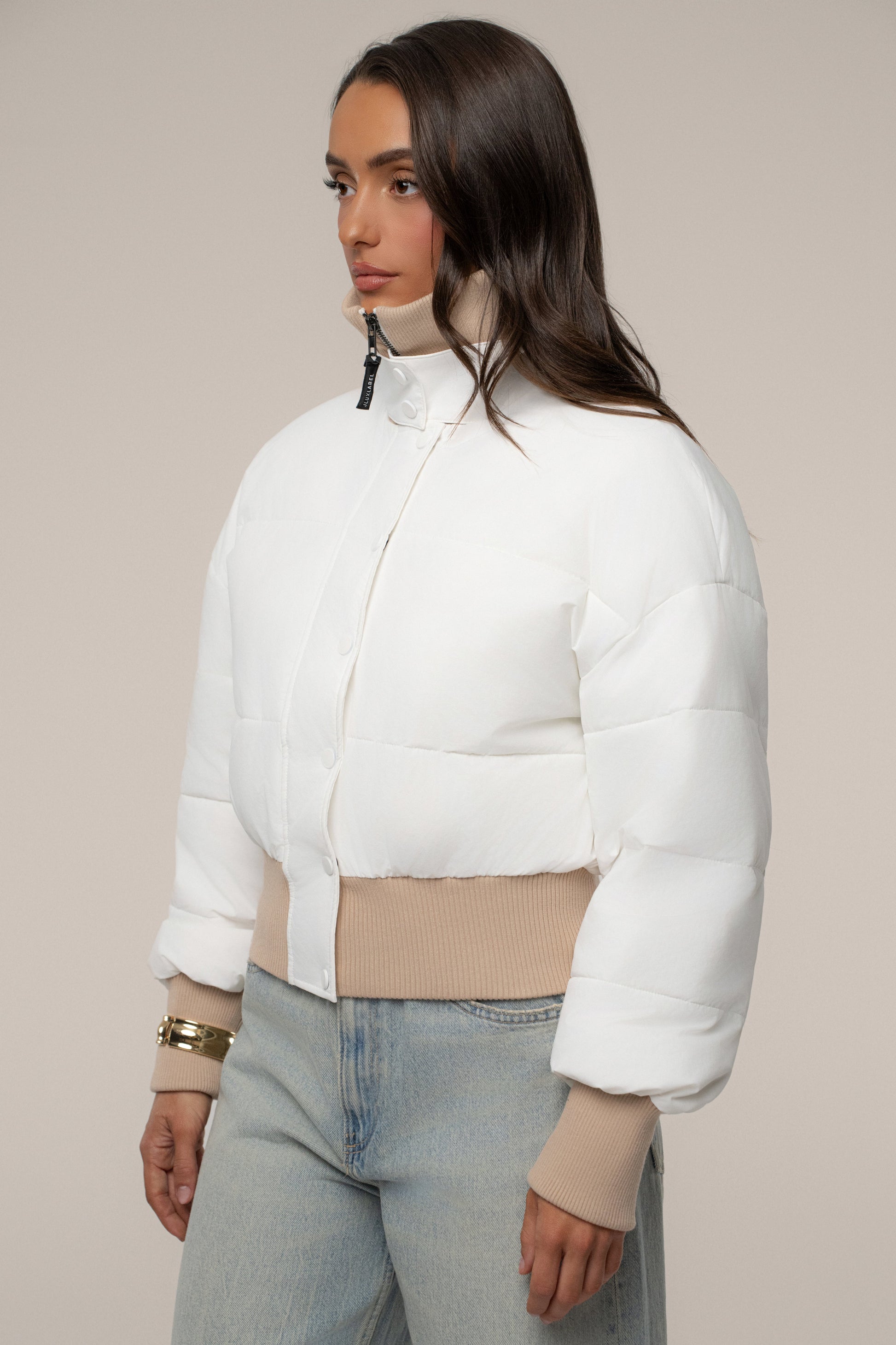 White Stassie Ribbed Jacket JLUXLABEL