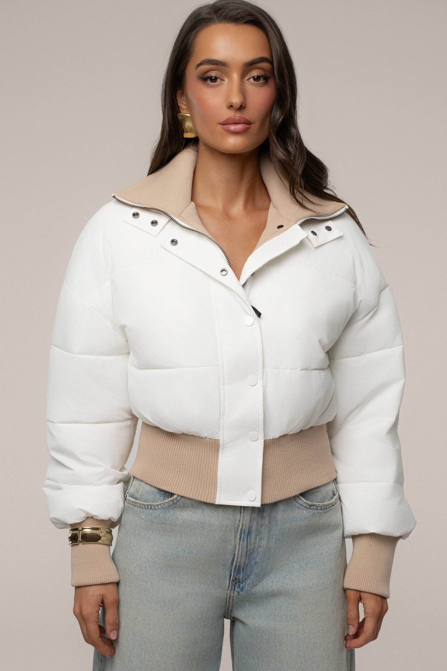 White Stassie Ribbed Jacket JLUXLABEL