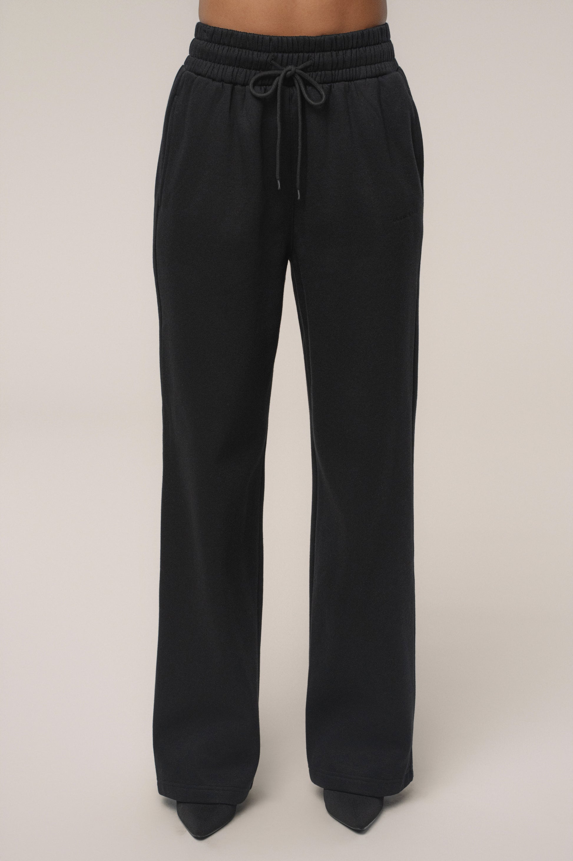 Black JLUXLABEL Logo Fleece Pants JLUXLABEL
