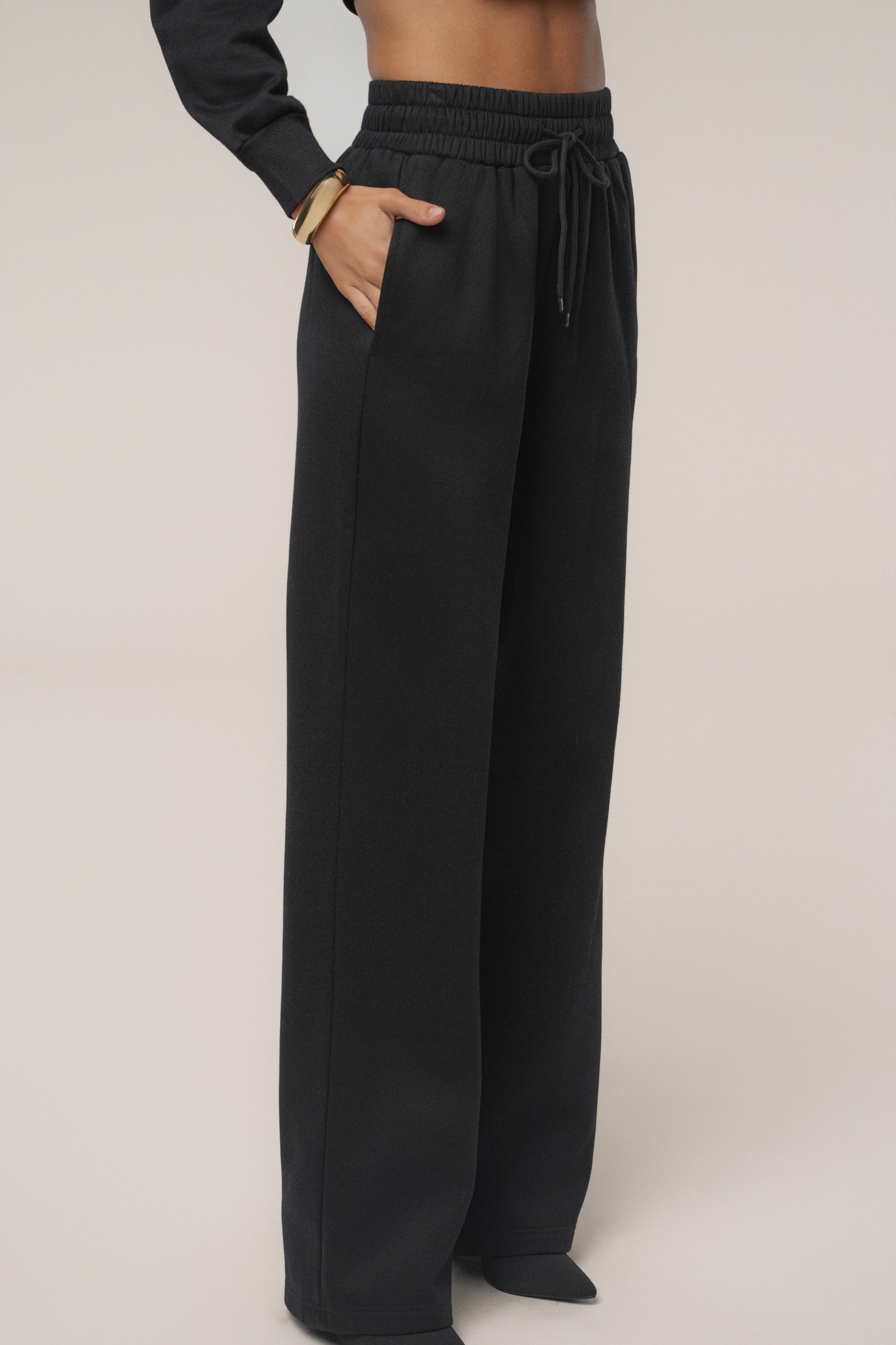 Black JLUXLABEL Logo Fleece Pants JLUXLABEL