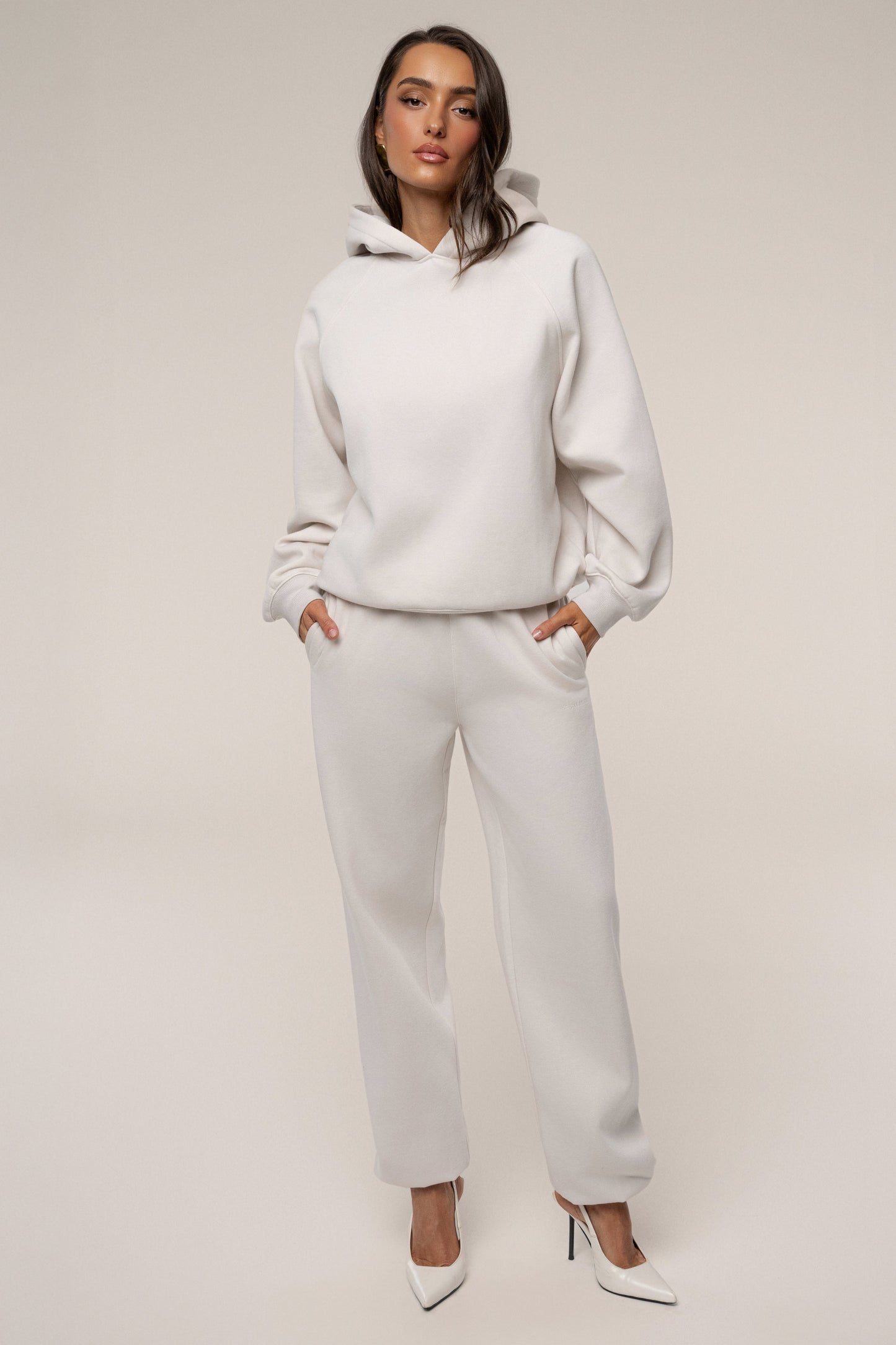 Bone JLUXLABEL Logo Pullover Hoodie JLUXLABEL