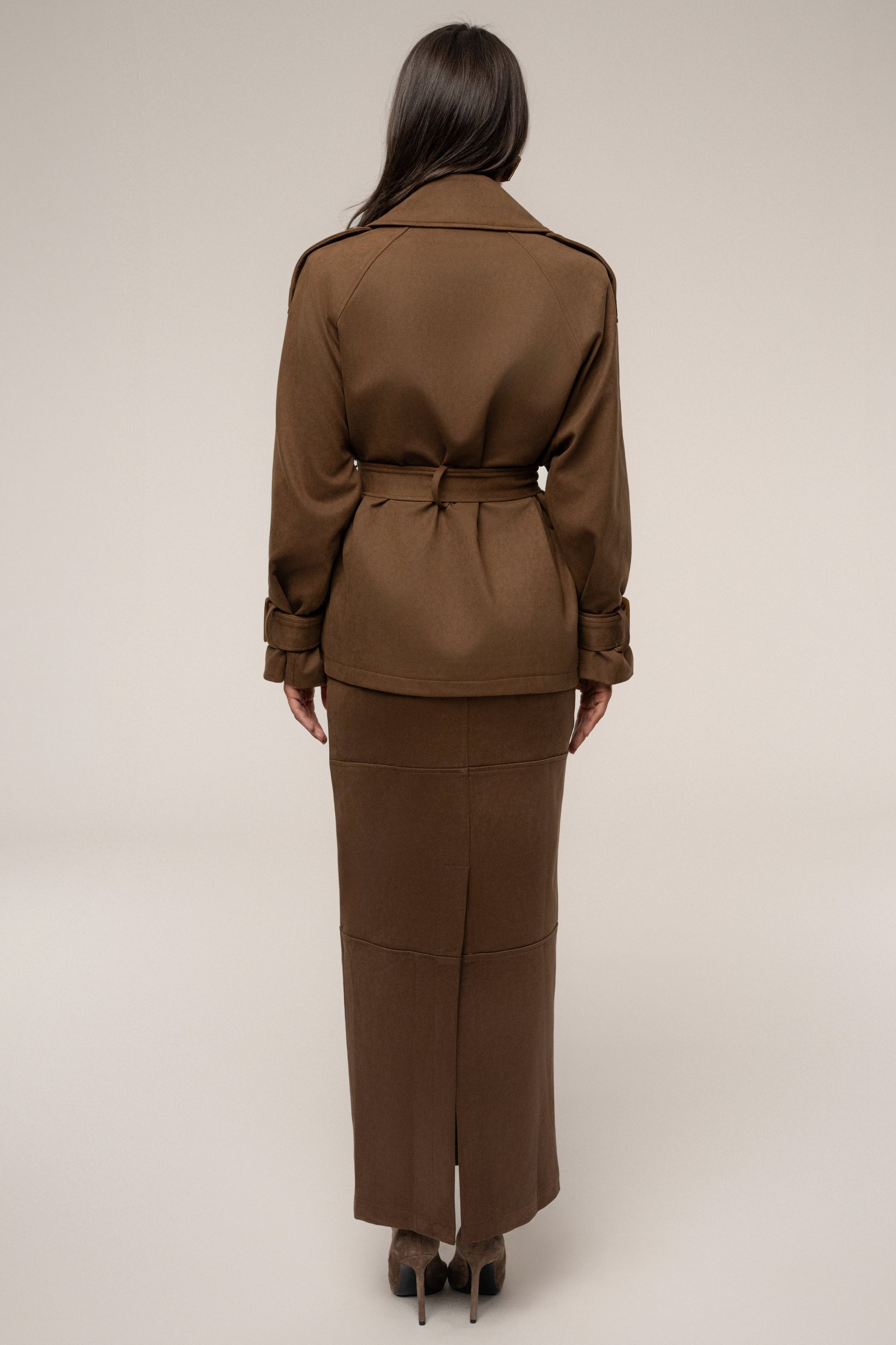 Chocolate Joy Suede Maxi Skirt JLUXLABEL