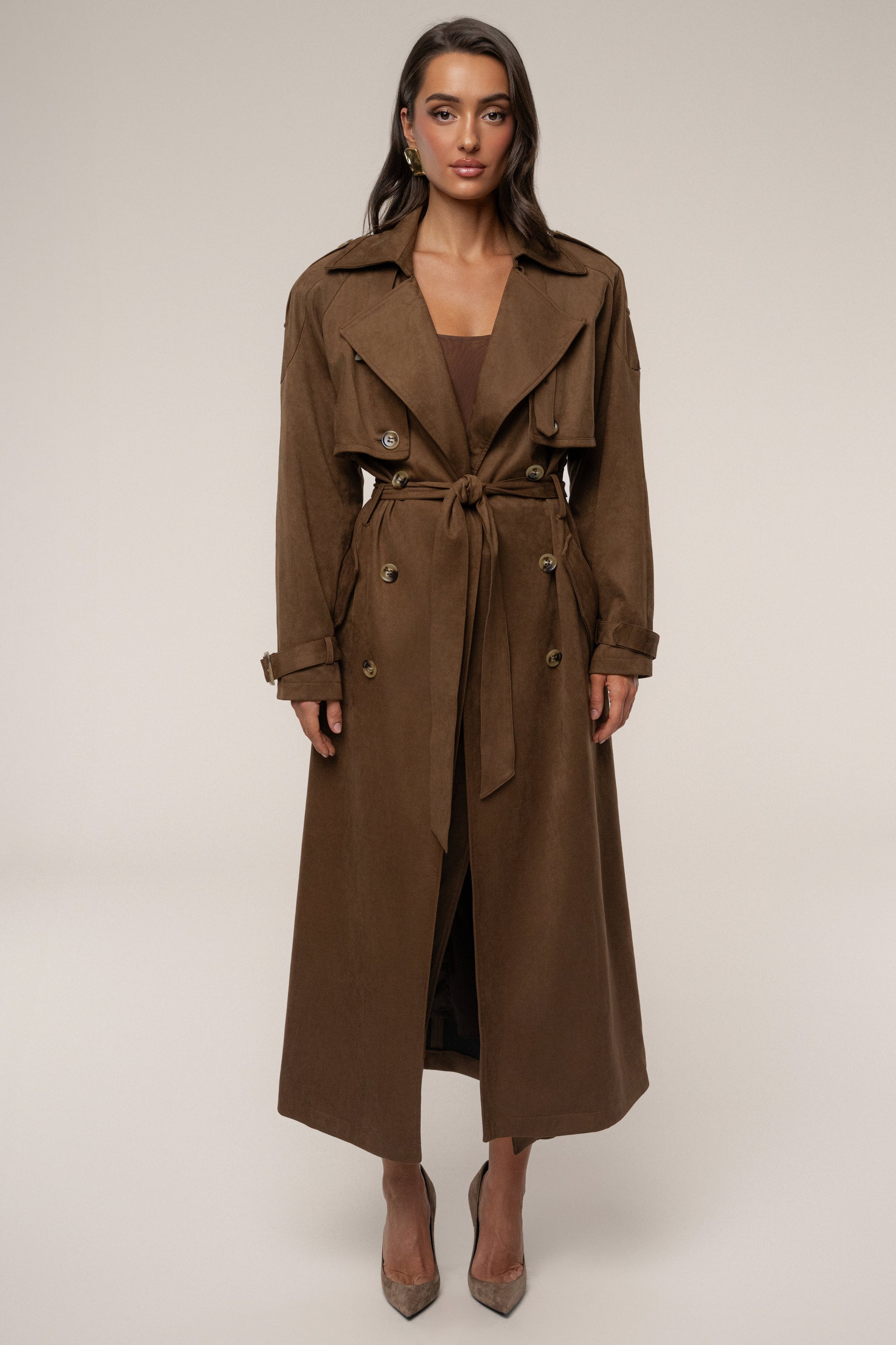 Chocolate Elite Suede Coat JLUXLABEL