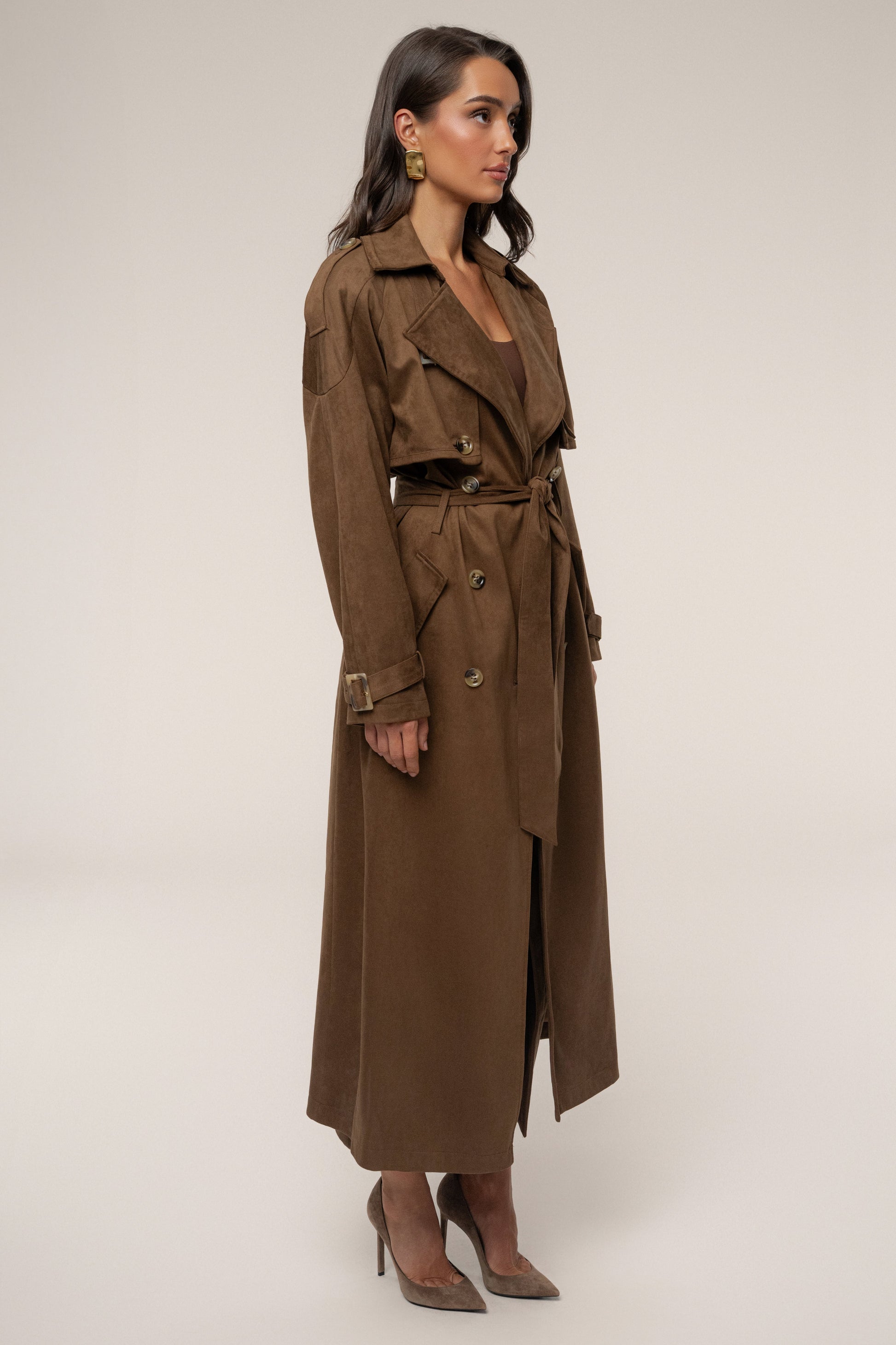 Chocolate Elite Suede Coat JLUXLABEL