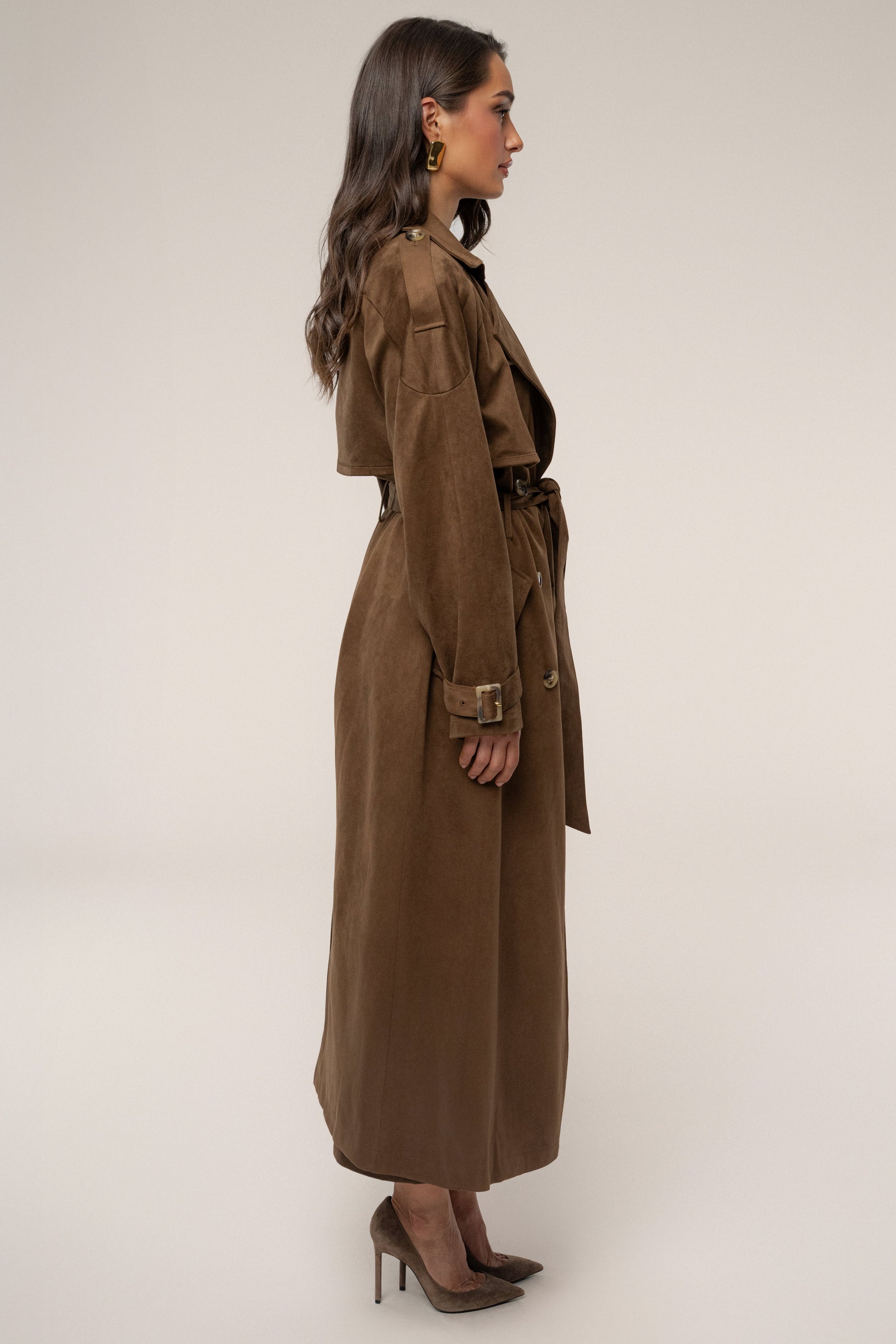 Chocolate Elite Suede Coat JLUXLABEL