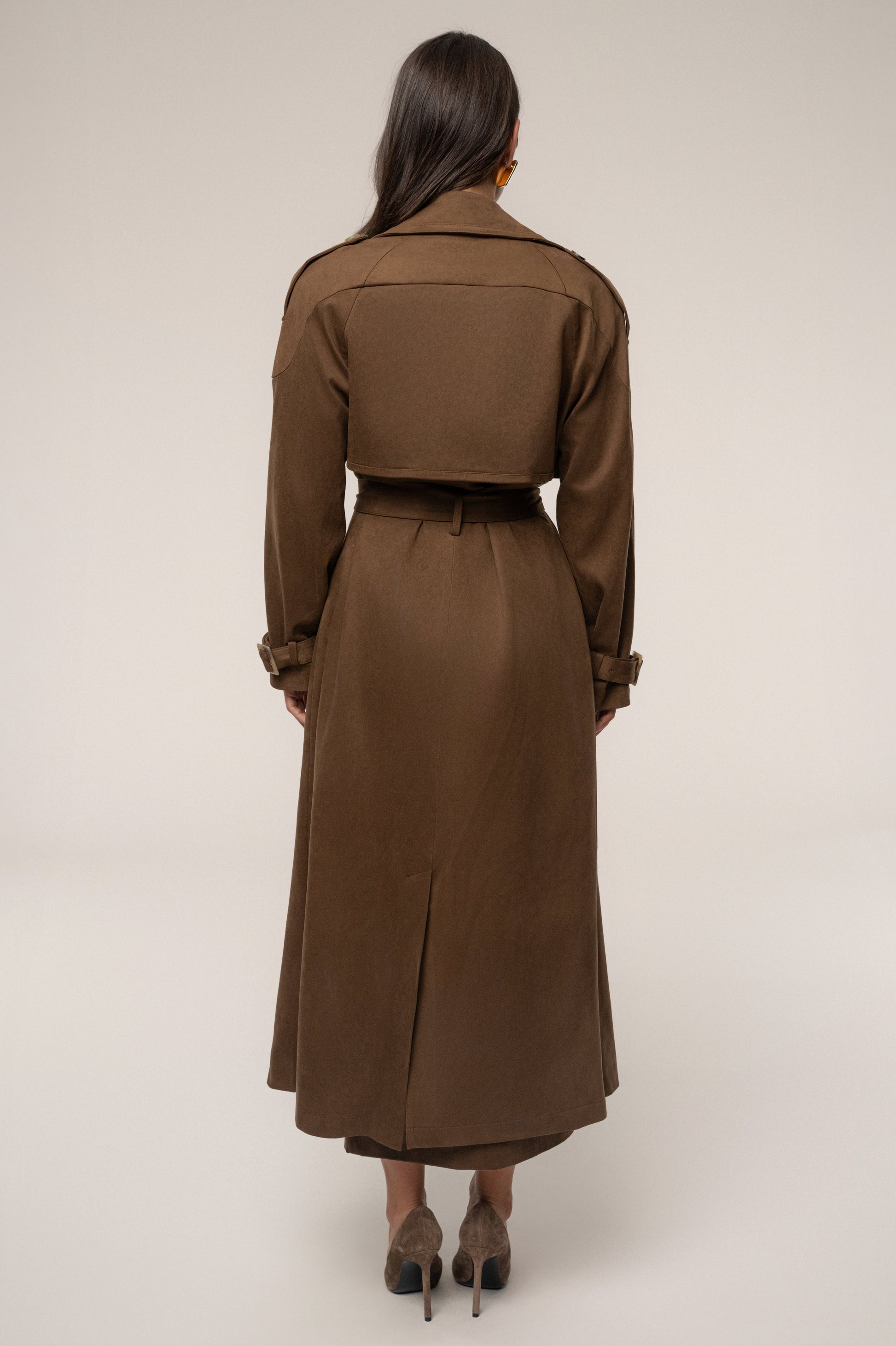 Chocolate Elite Suede Coat JLUXLABEL