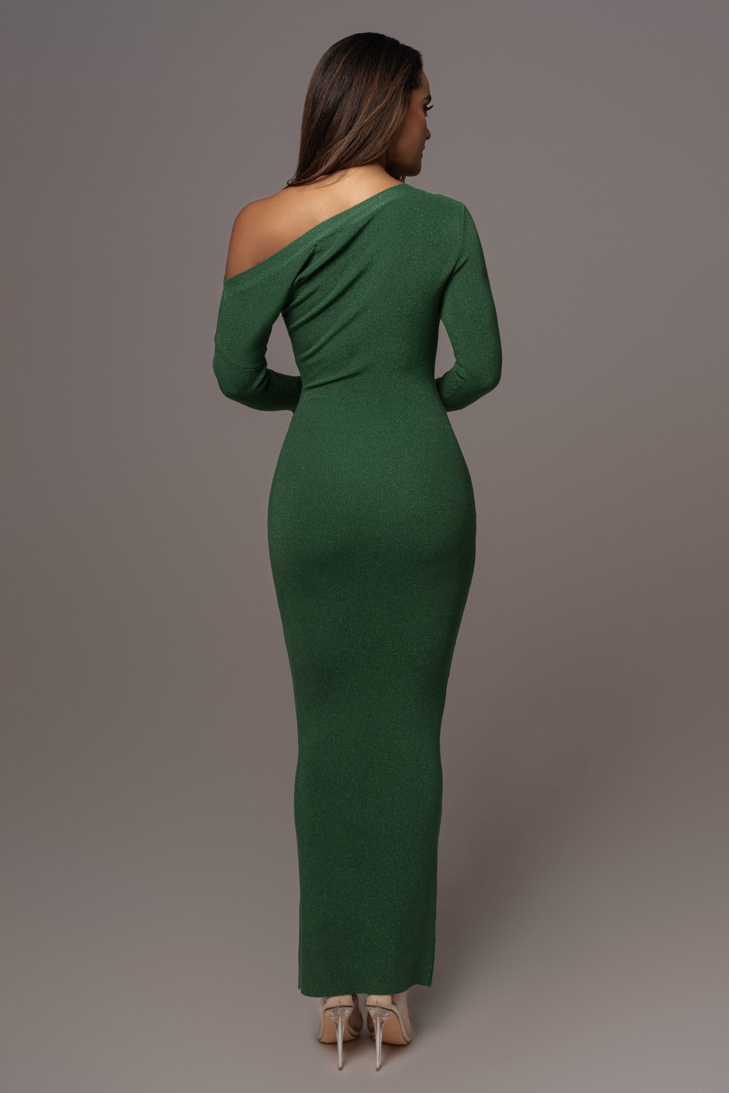 Green Night Shimmers Asymmetrical Maxi Dress JLUXLABEL