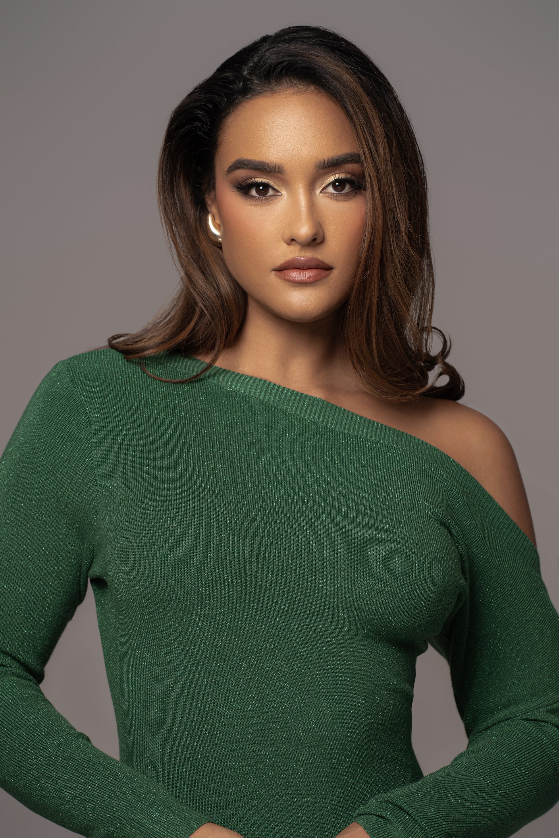 Green Night Shimmers Asymmetrical Maxi Dress JLUXLABEL