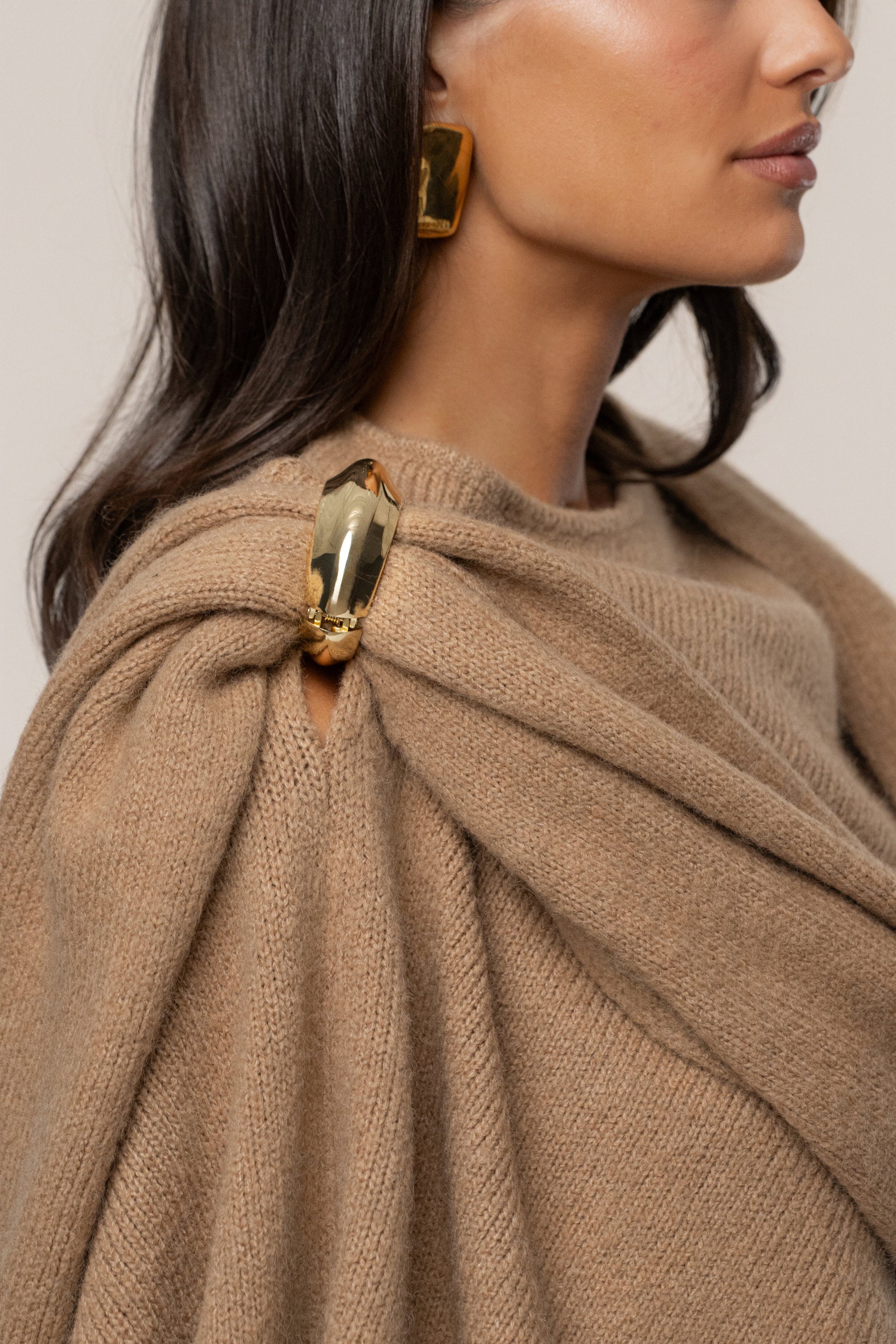 Taupe Radiance Knit Shawl JLUXLABEL