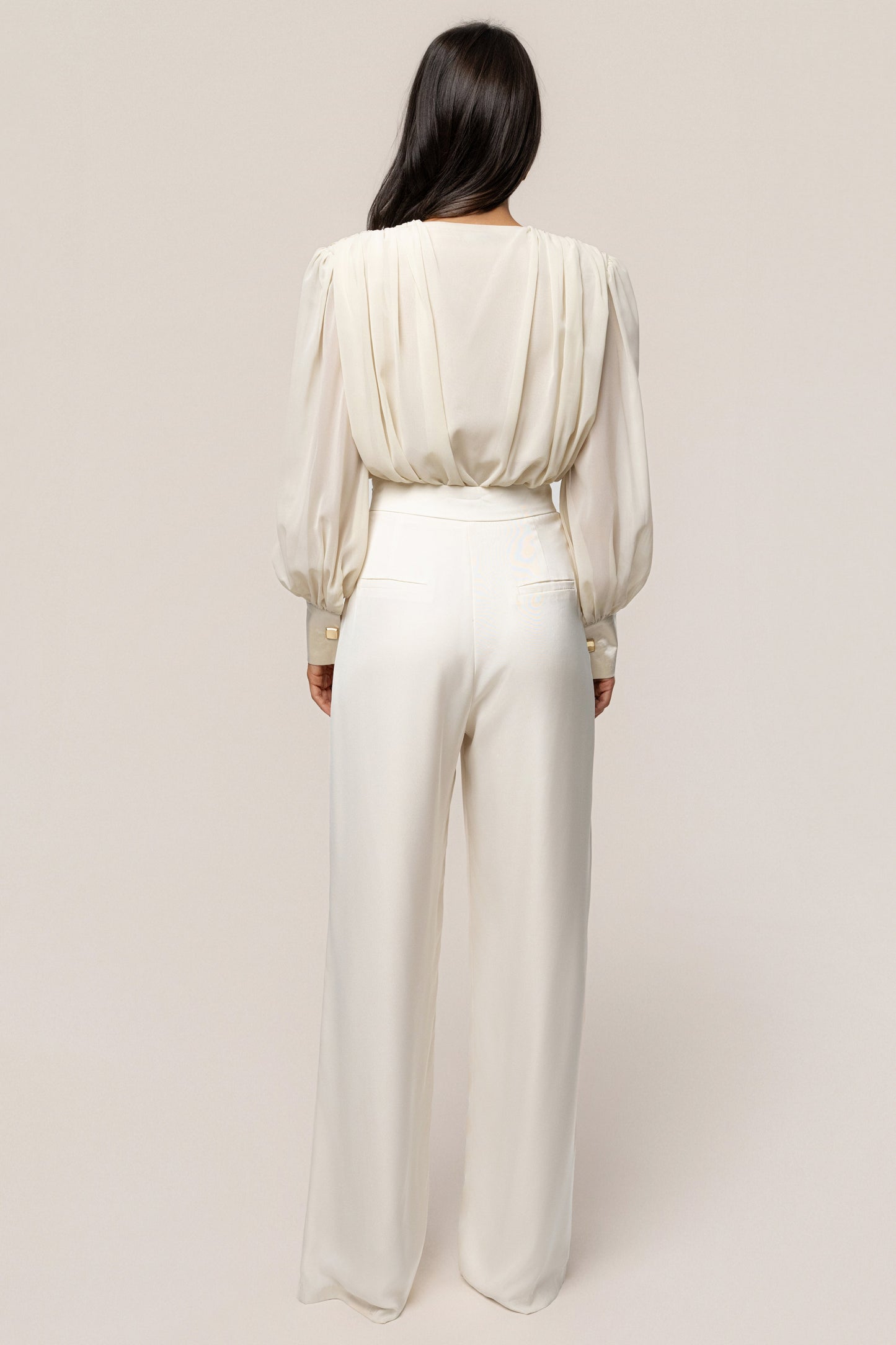 Ivory Refined Pleated Chiffon Top JLUXLABEL