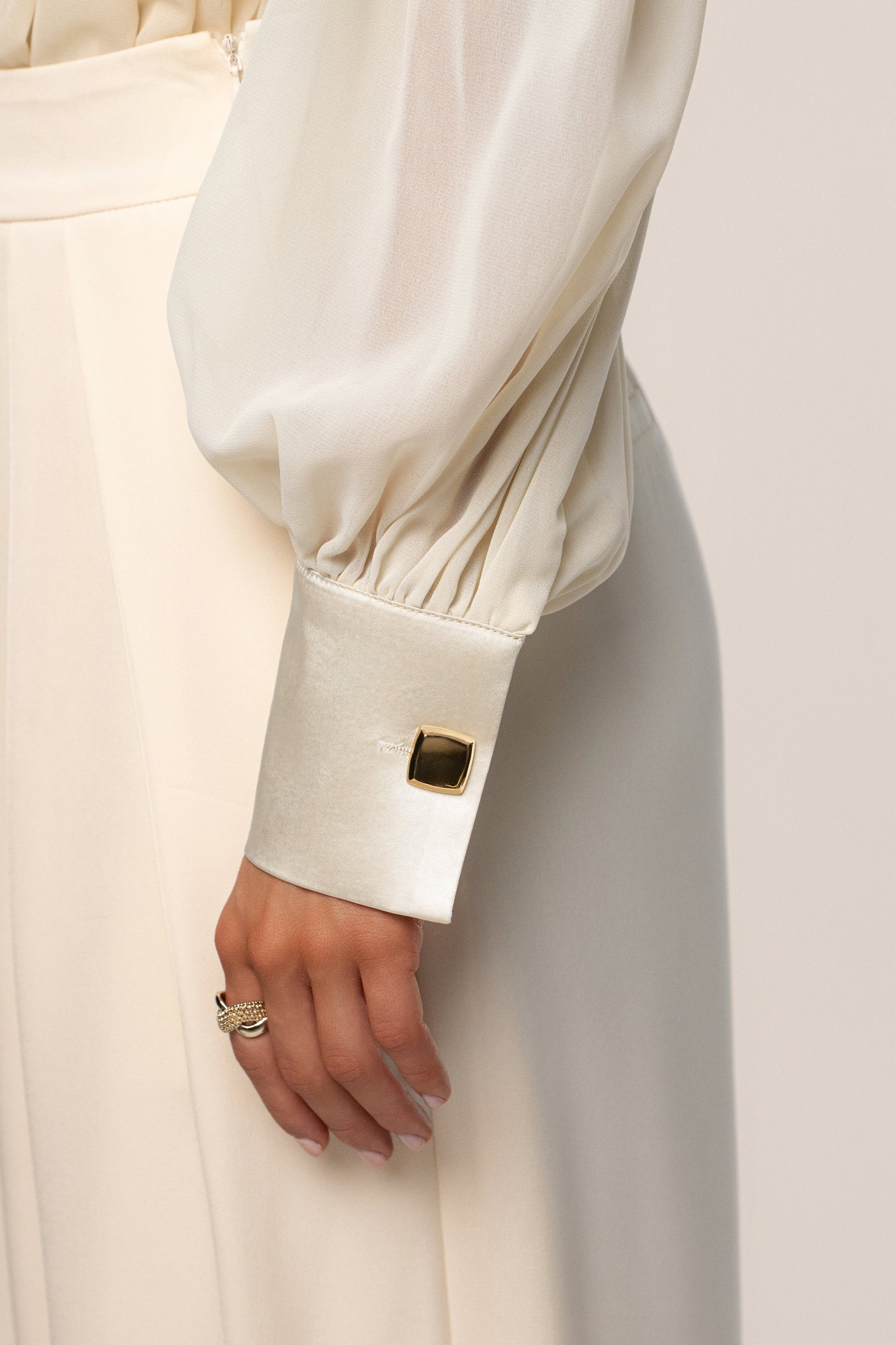 Ivory Refined Pleated Chiffon Top JLUXLABEL