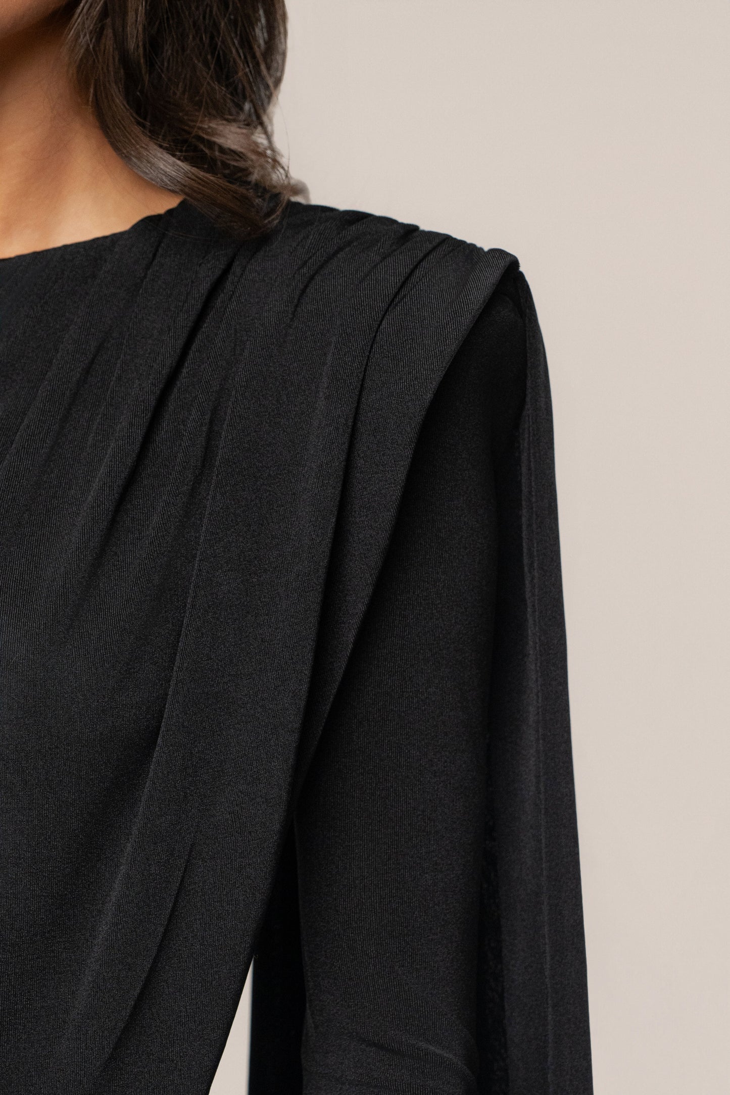 Black Midnight Draped  Mini Dress JLUXLABEL